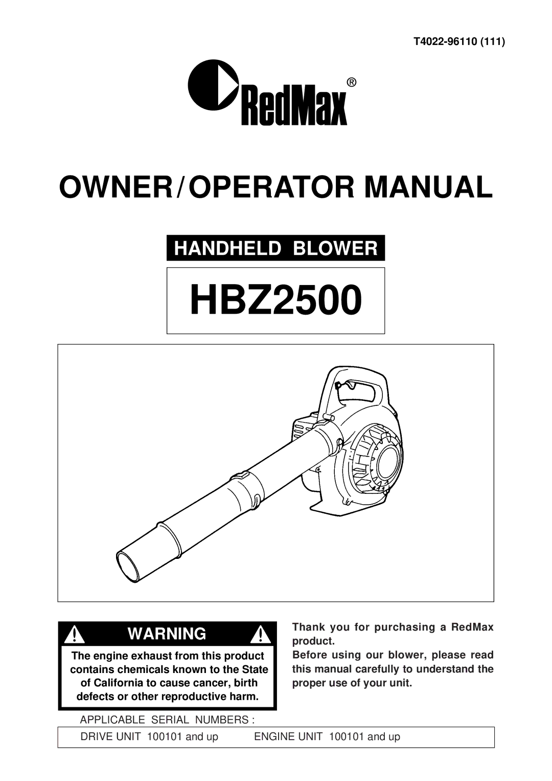 RedMax HBZ2500 manual 