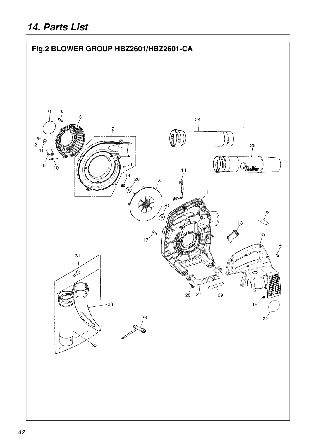 RedMax manual Blower Group HBZ2601/HBZ2601-CA 