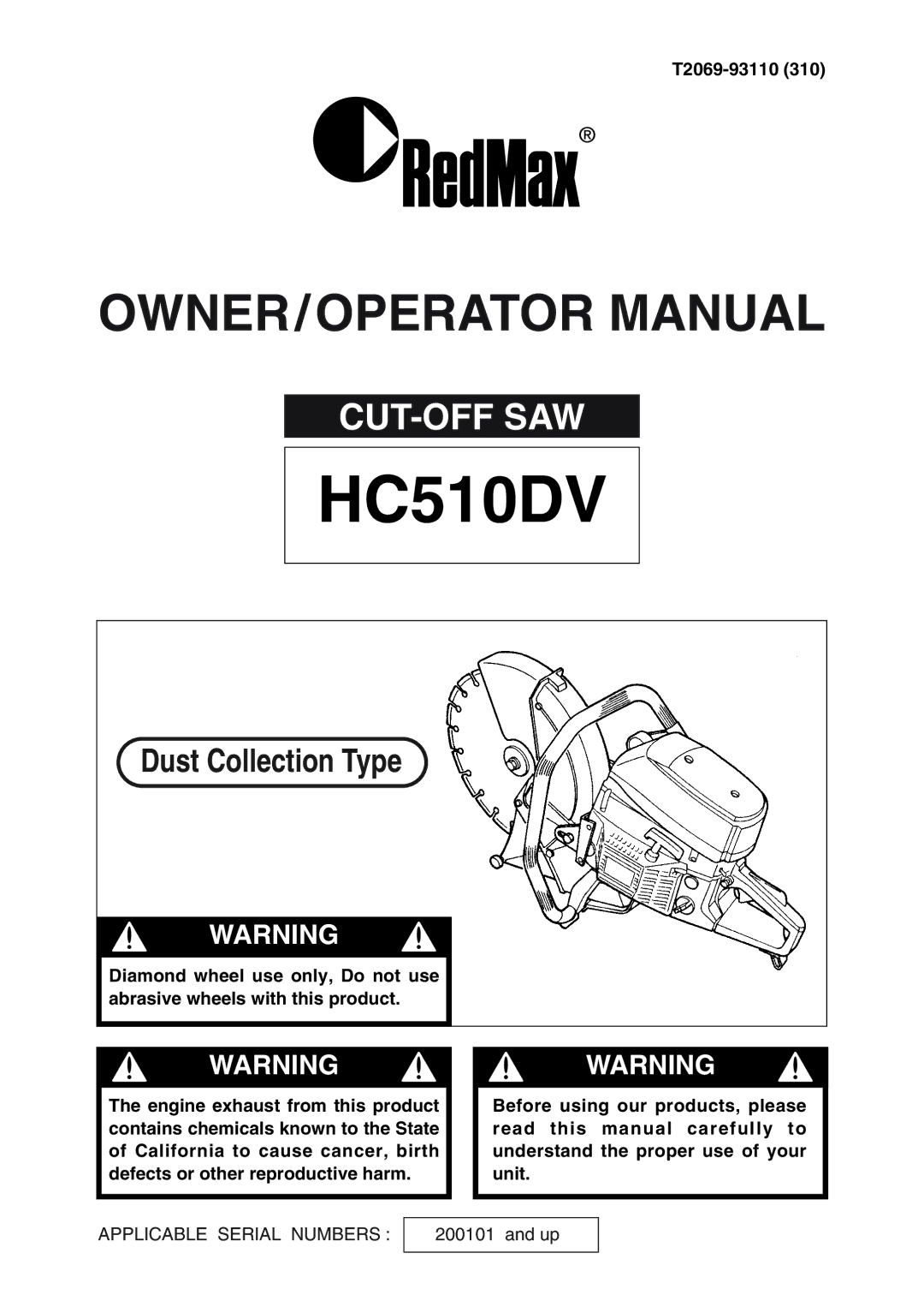 RedMax HC510DV manual T2069-93110 