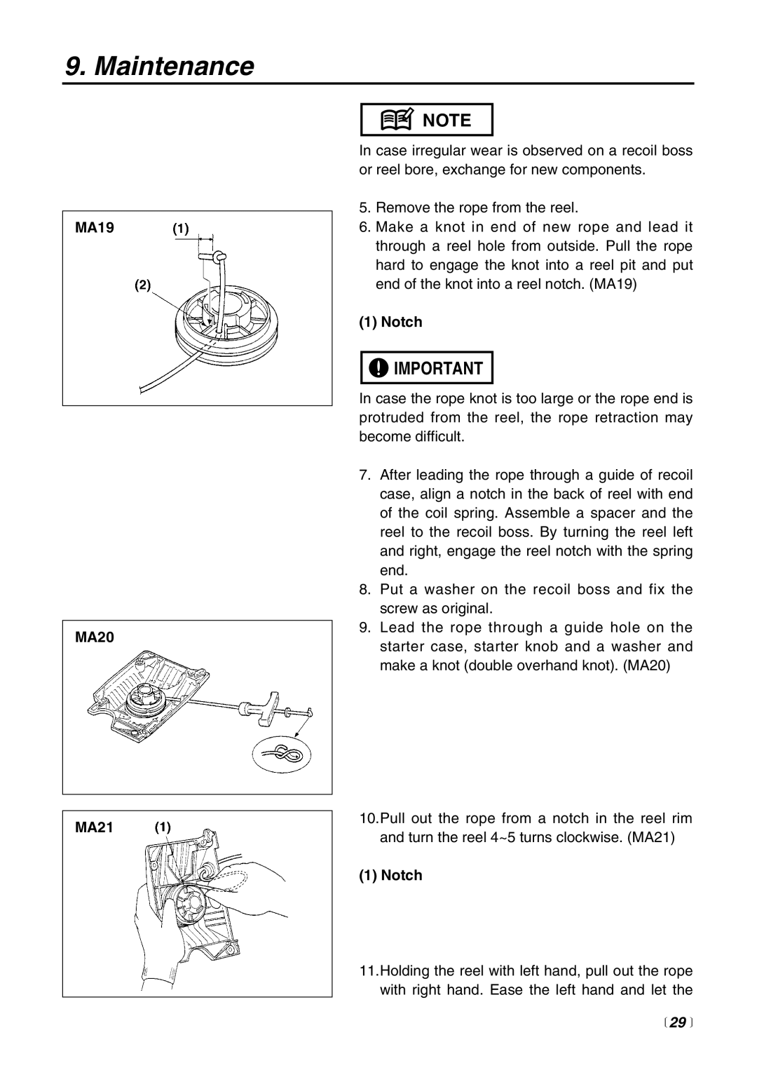 RedMax HC510DV manual MA19 MA20 MA21, Notch 