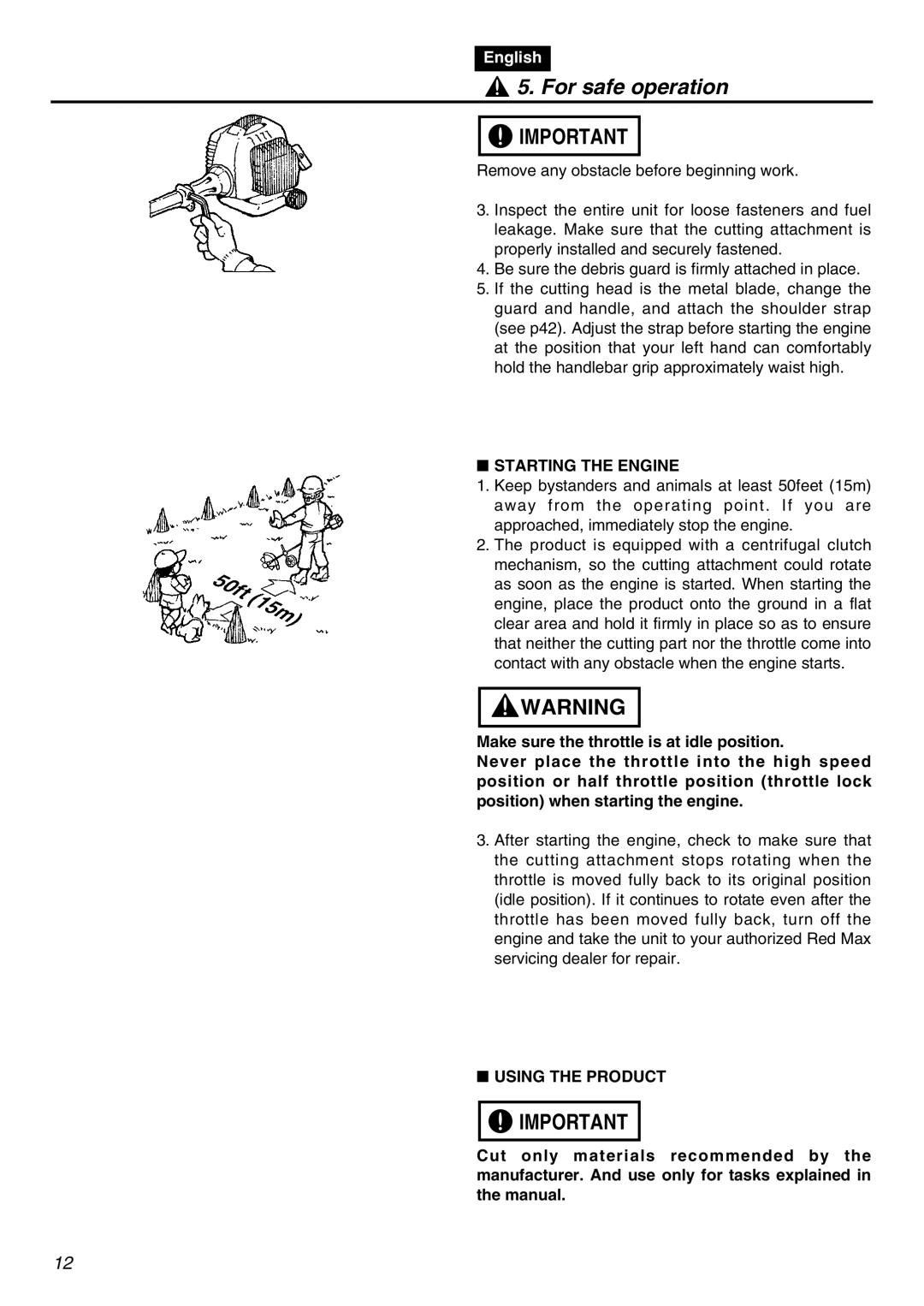 RedMax HE250F manual Starting the Engine, Using the Product 