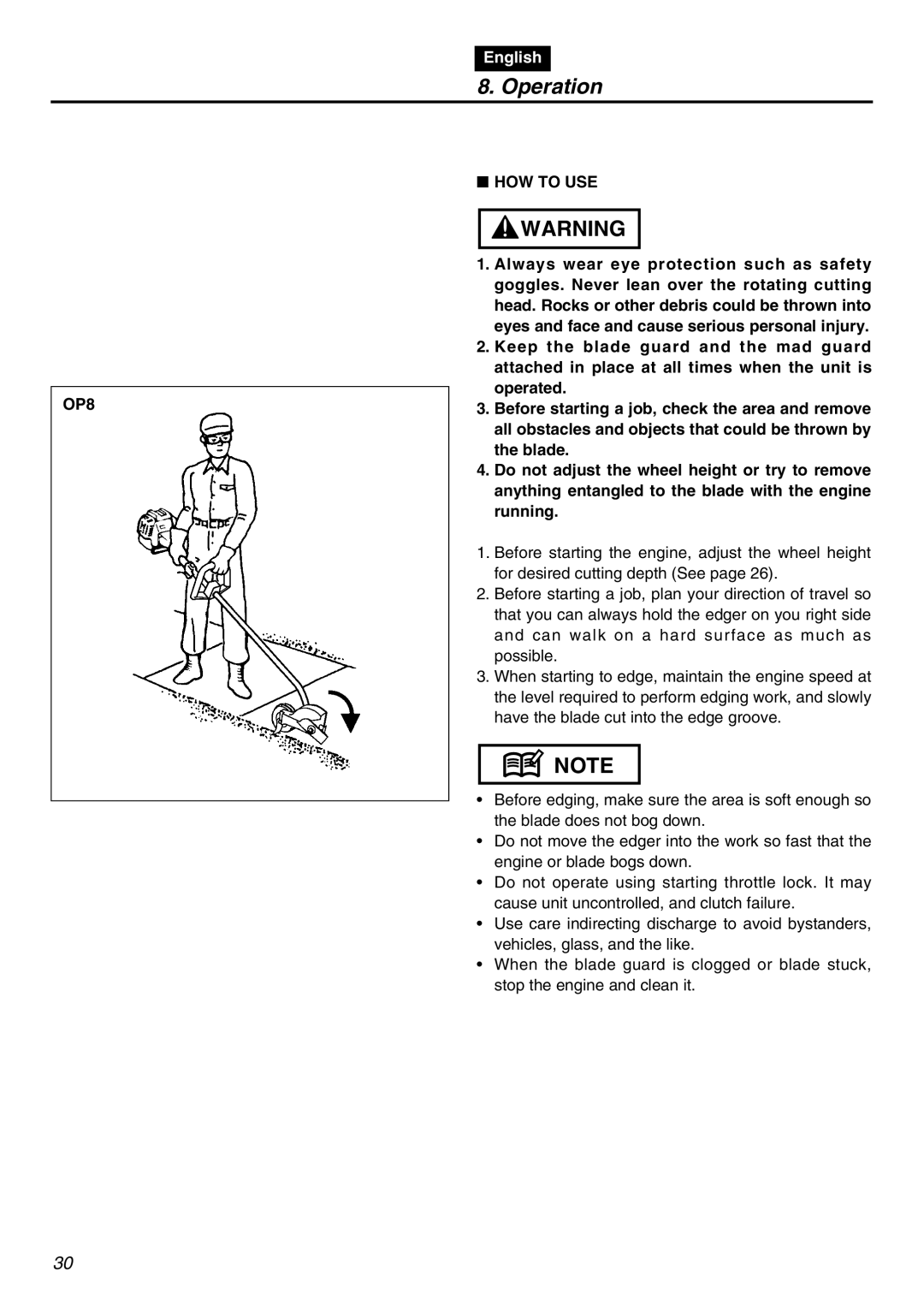 RedMax HE250F manual OP8, HOW to USE 