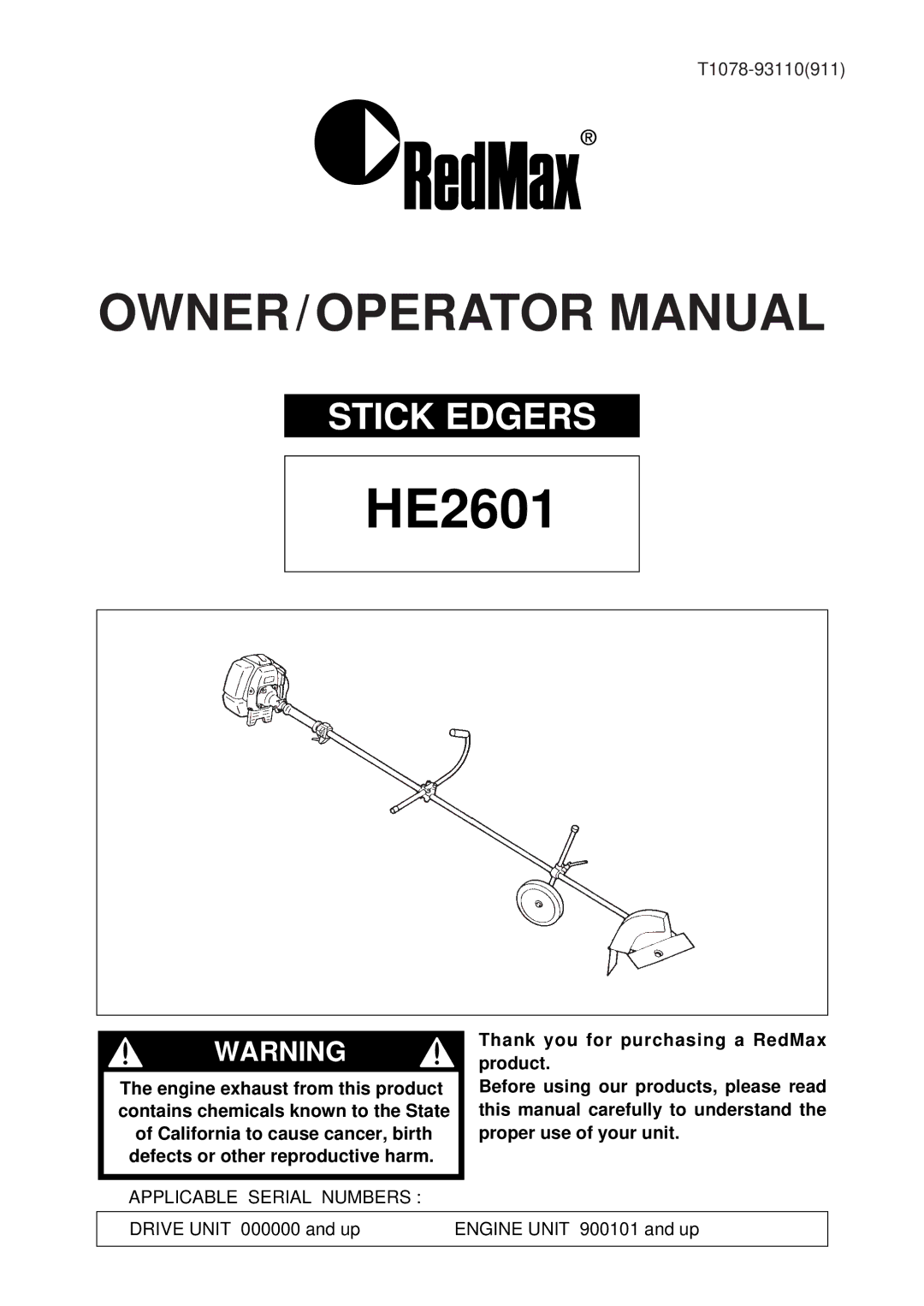 RedMax HE2601 manual 