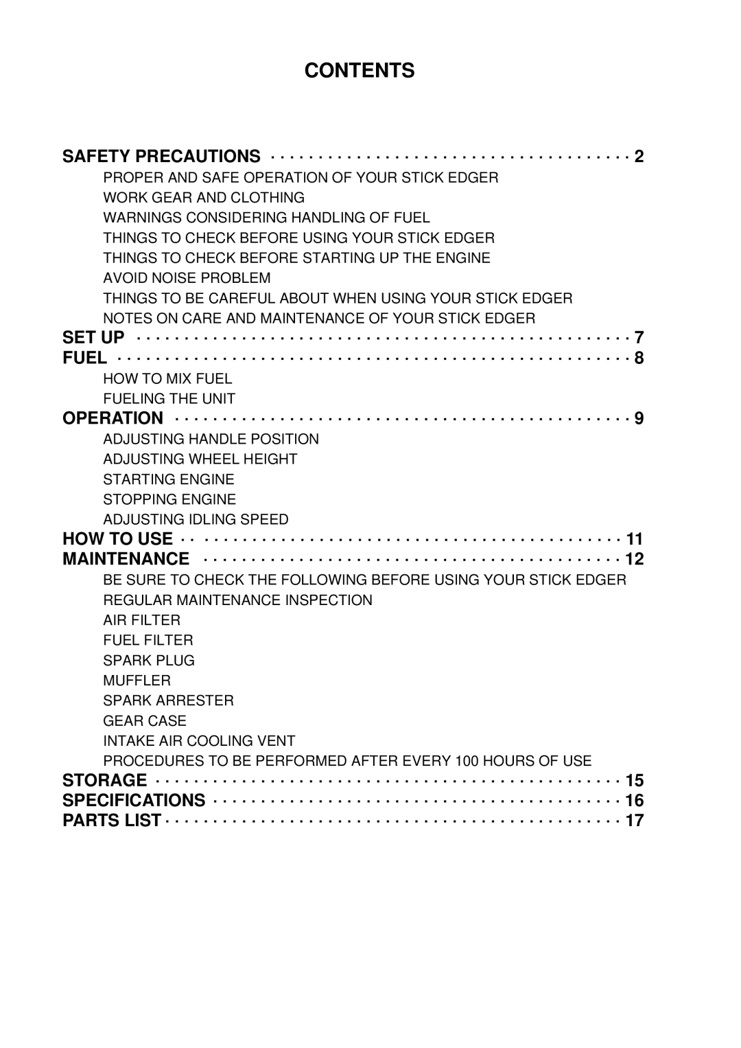 RedMax HE2601 manual Contents 