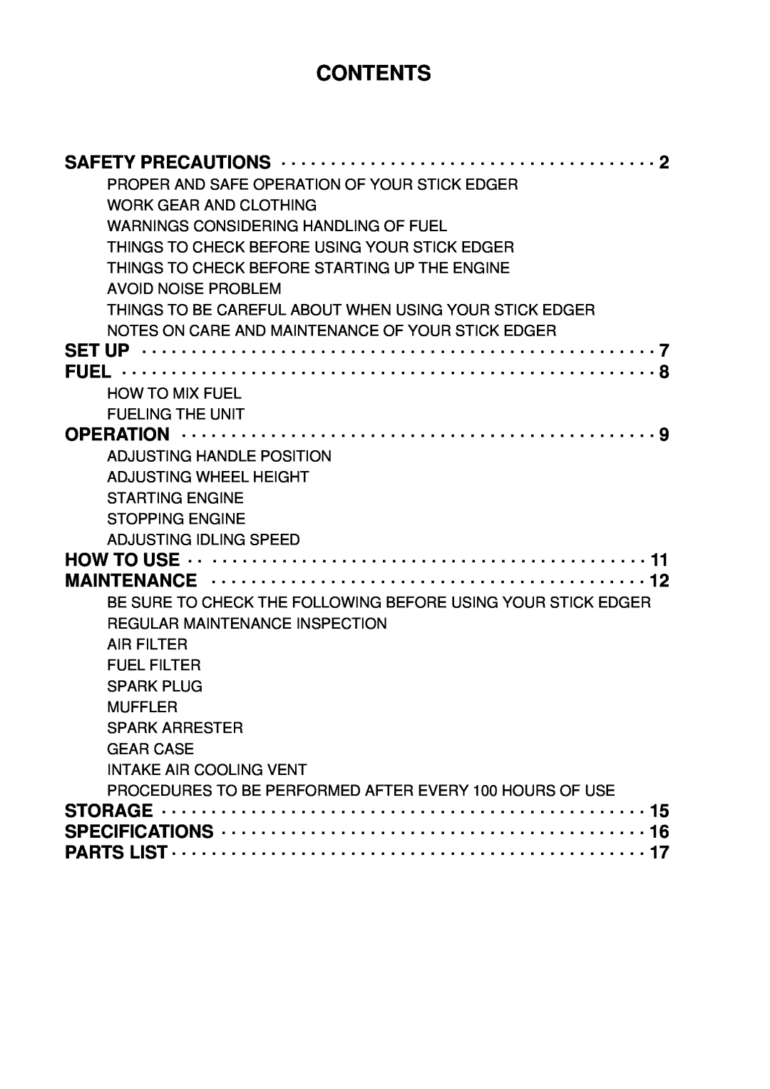 RedMax HE2601 manual Contents 