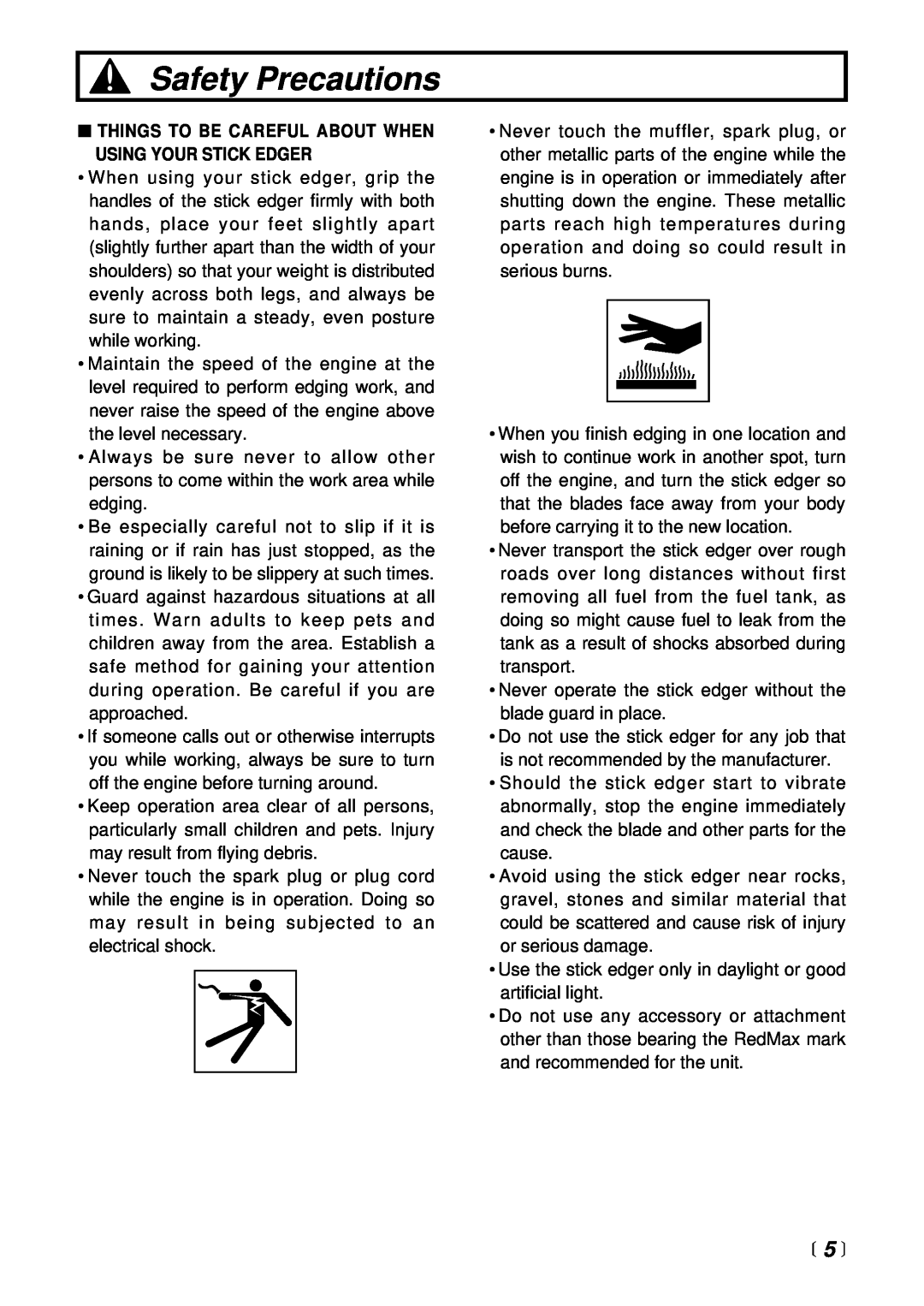 RedMax HE2601 manual 5 , Safety Precautions 