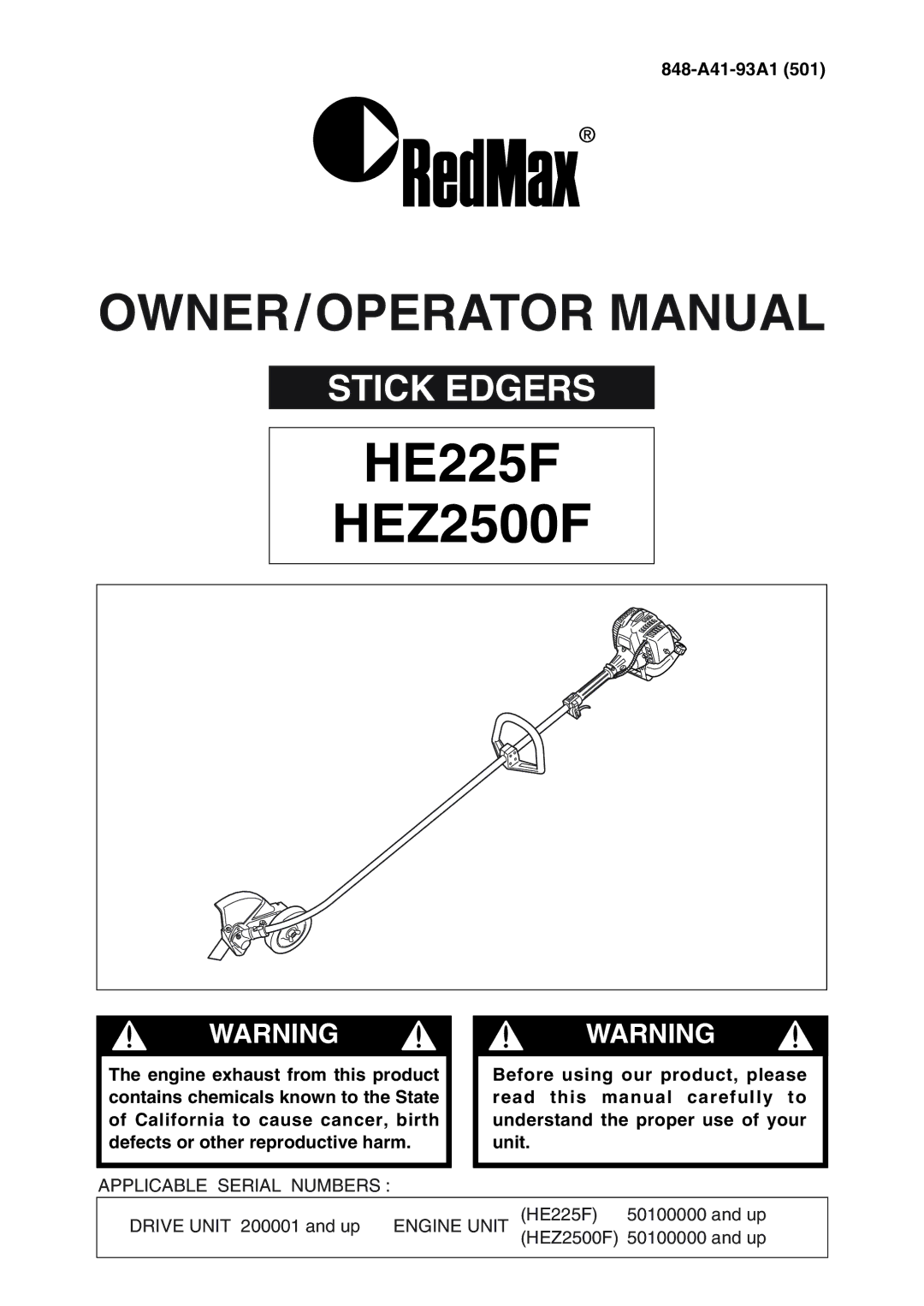 RedMax manual HE225F HEZ2500F 