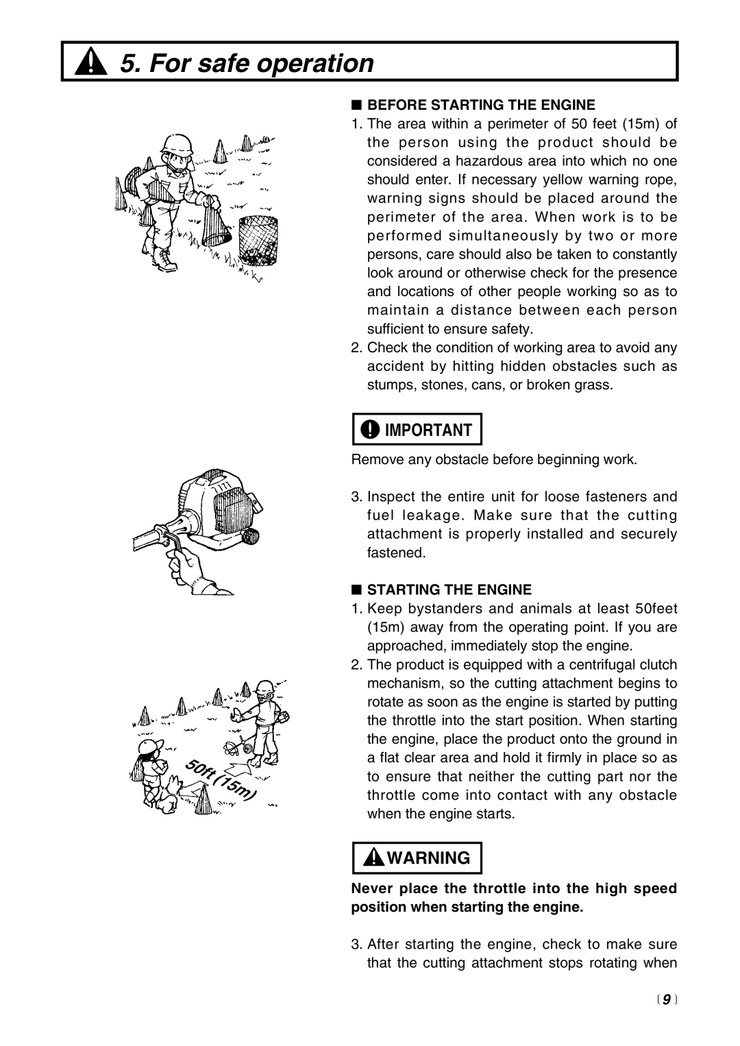 RedMax HE225F, HEZ2500F manual Before Starting the Engine,  9  