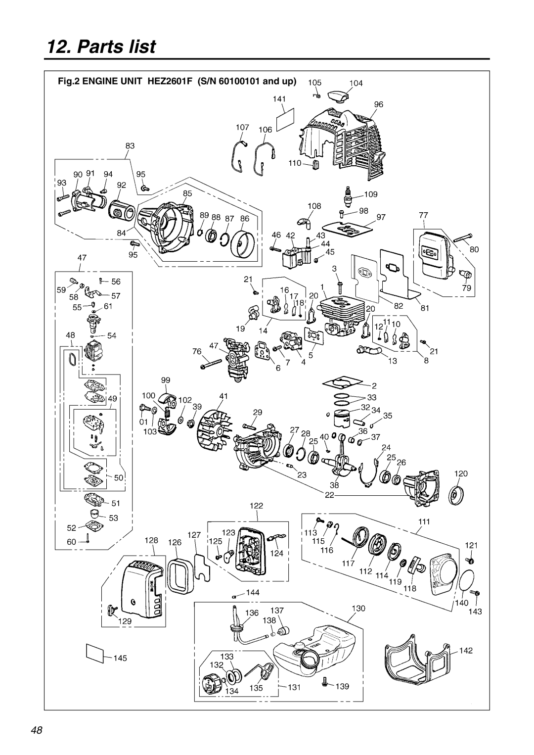 RedMax manual Engine Unit HEZ2601F S/N 60100101 and up 