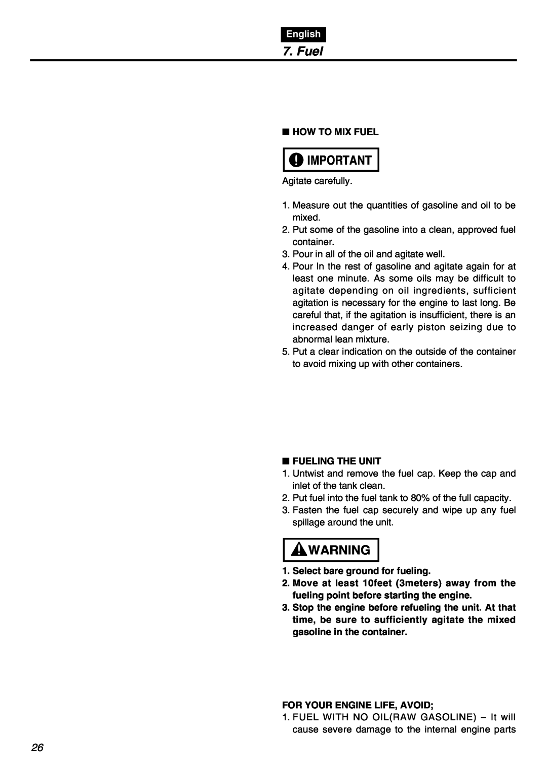 RedMax HEZ2401S, HEZ3001S, HEZ2602S manual English, How To Mix Fuel, Fueling The Unit, Select bare ground for fueling 