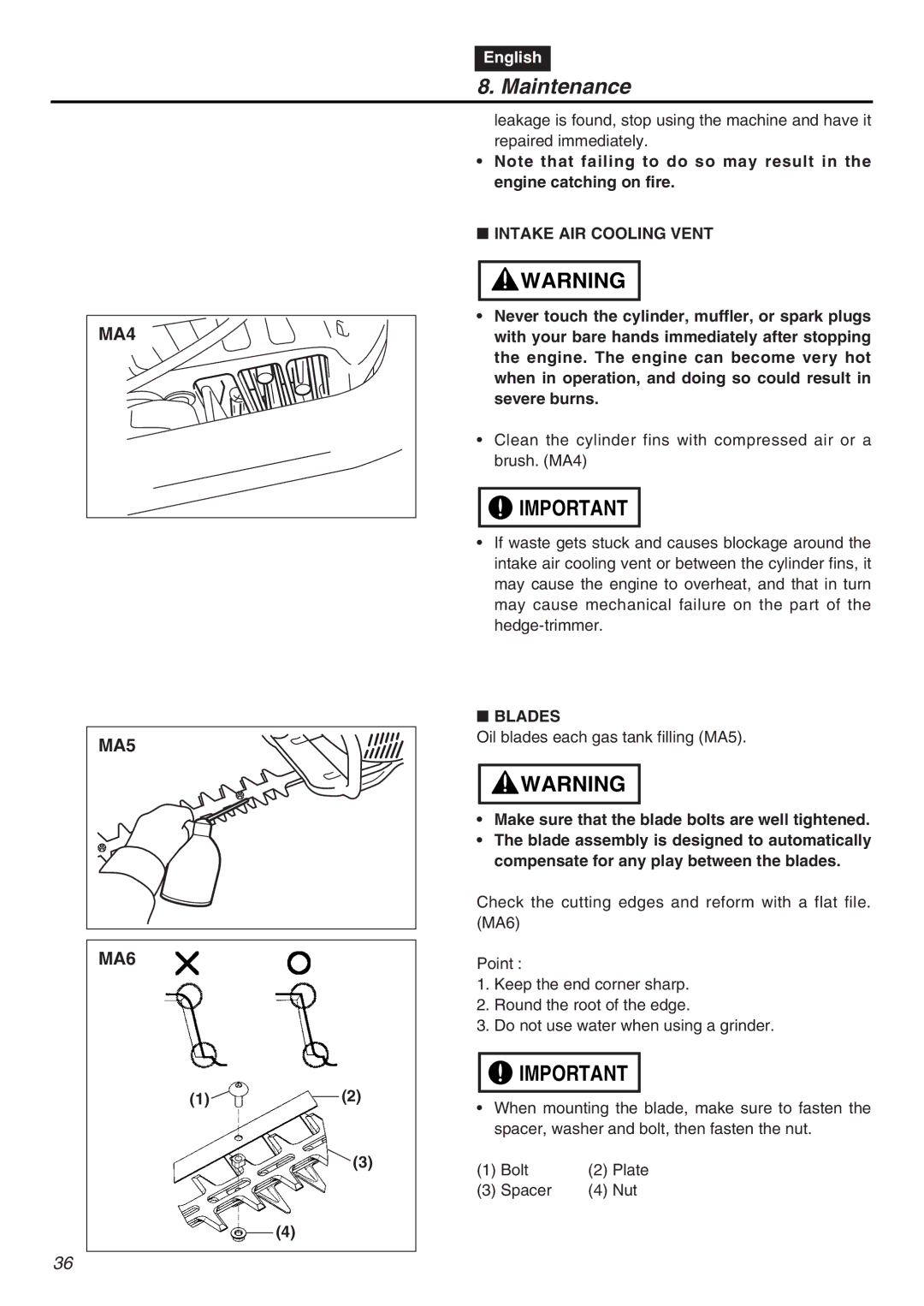 RedMax CHTZ2401-CA, CHTZ2401L-CA manual Intake AIR Cooling Vent, Blades 