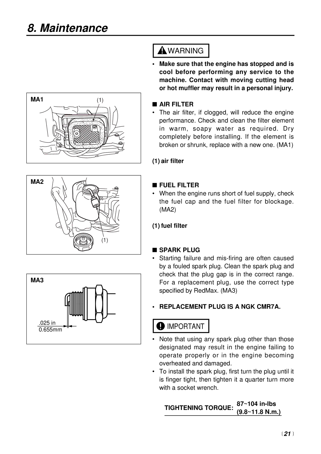 RedMax CHTZ2500 manual  21  