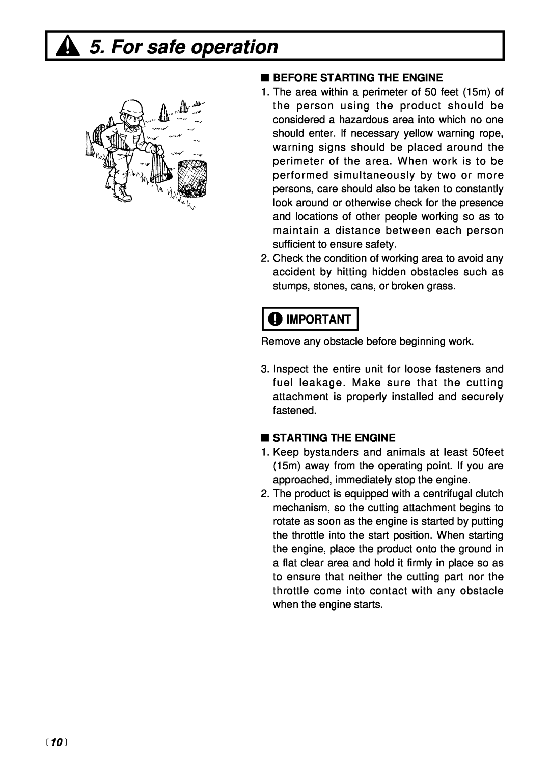 RedMax CHTZ2500 manual  10 , For safe operation, Before Starting The Engine 