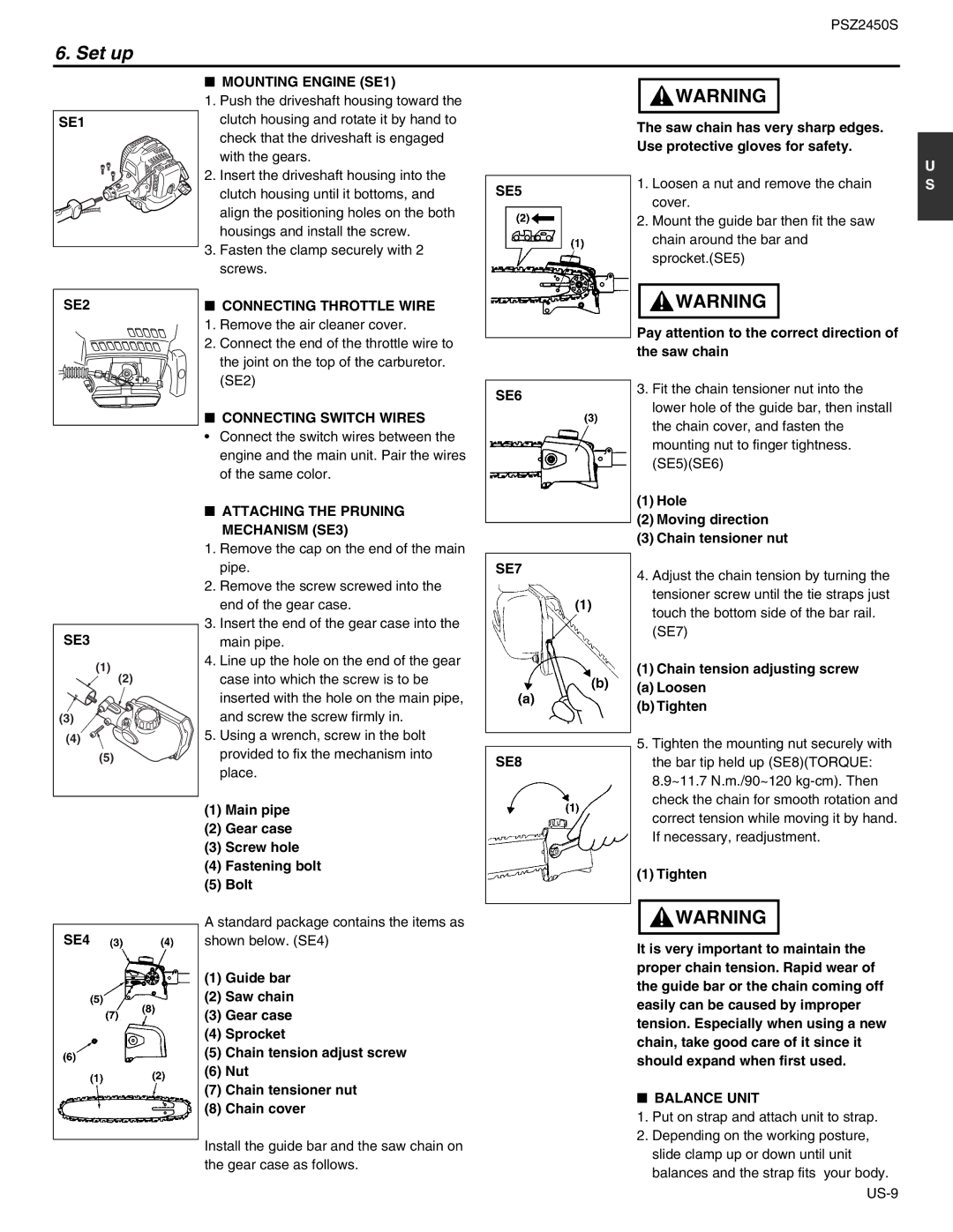 RedMax PSZ2450S manual Set up 