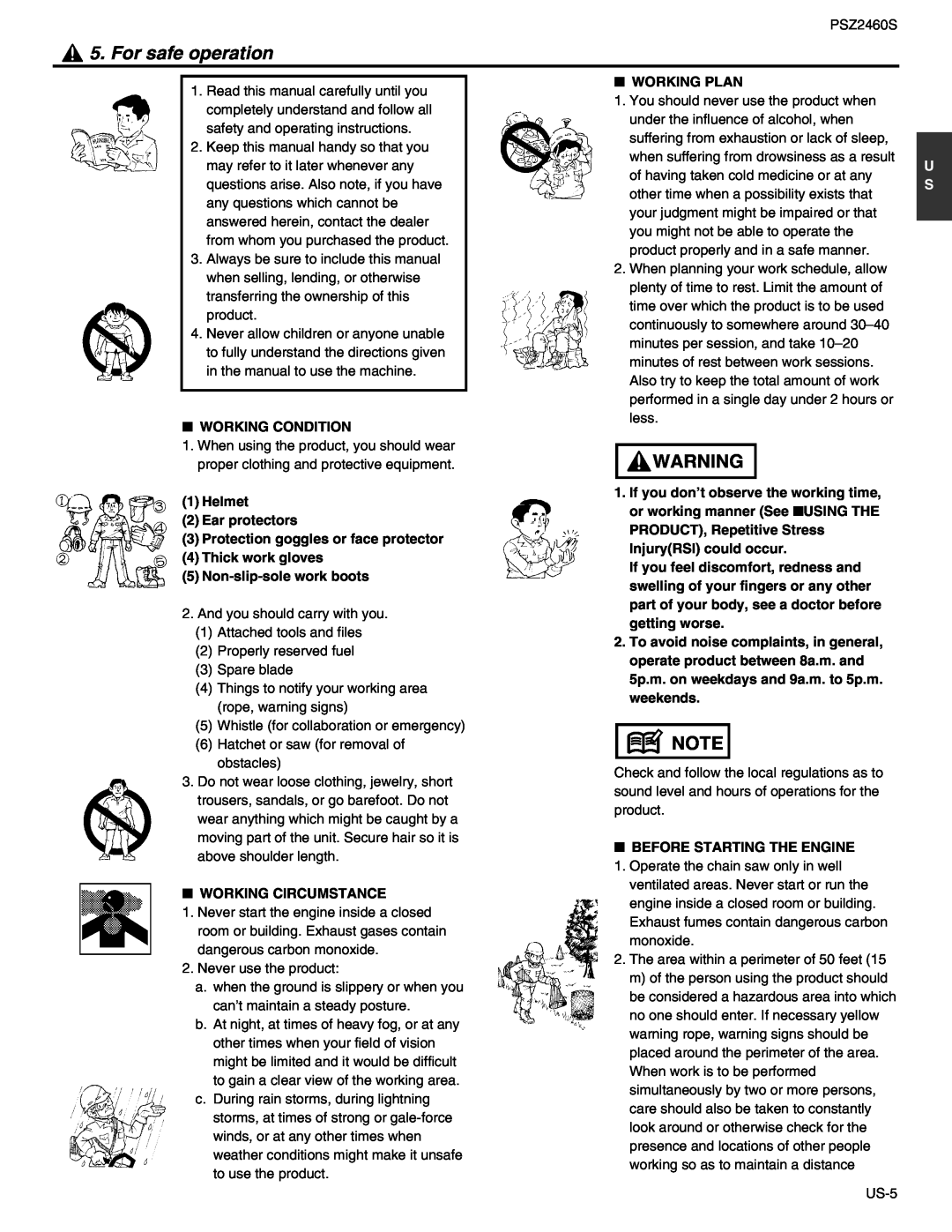 RedMax PSZ2460S manual For safe operation 