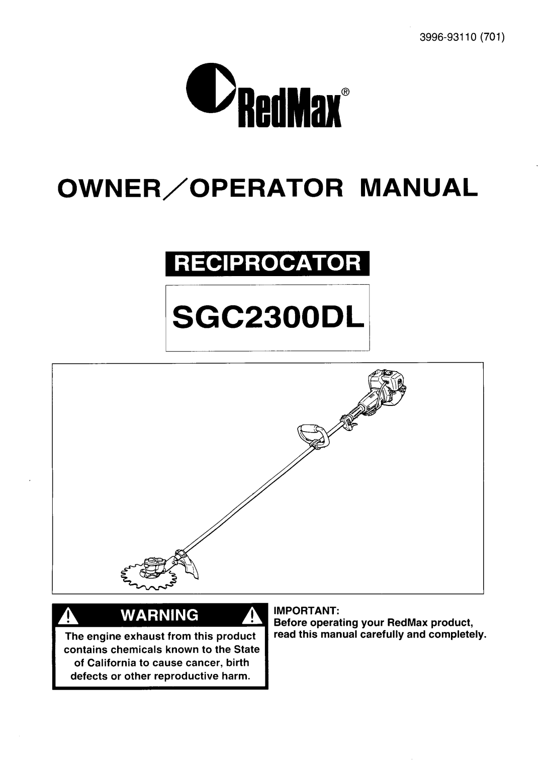 RedMax SGC2300DL manual 