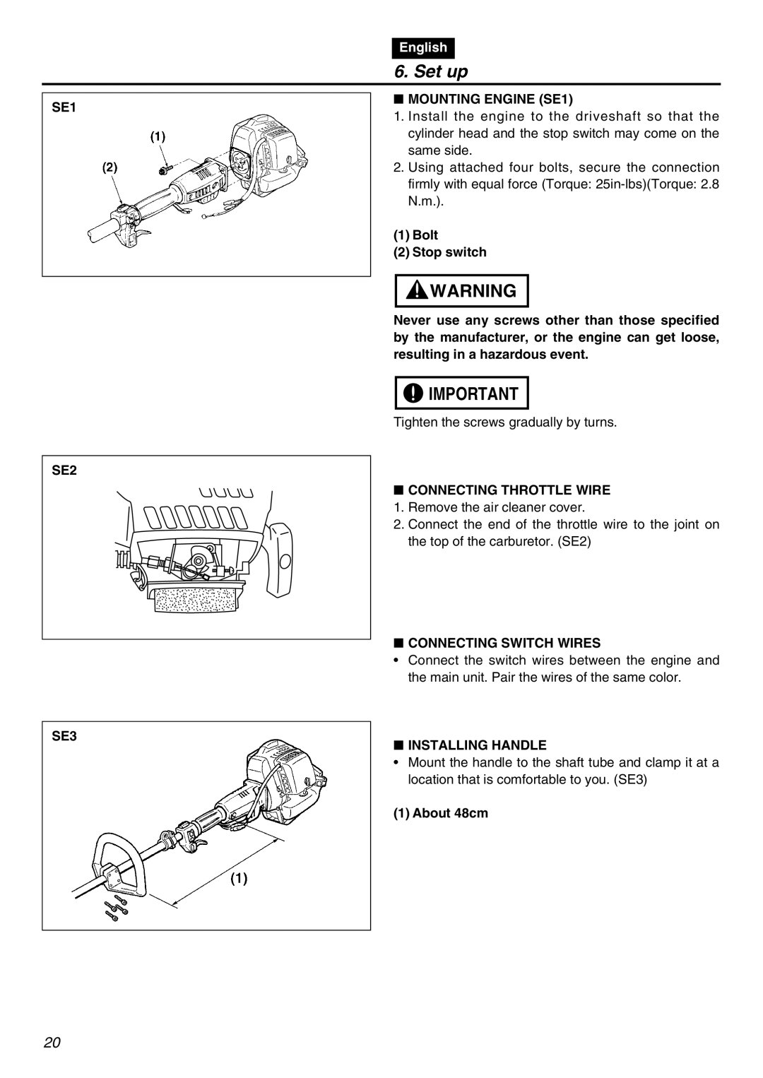 RedMax SGCZ2401S-CA manual Set up 