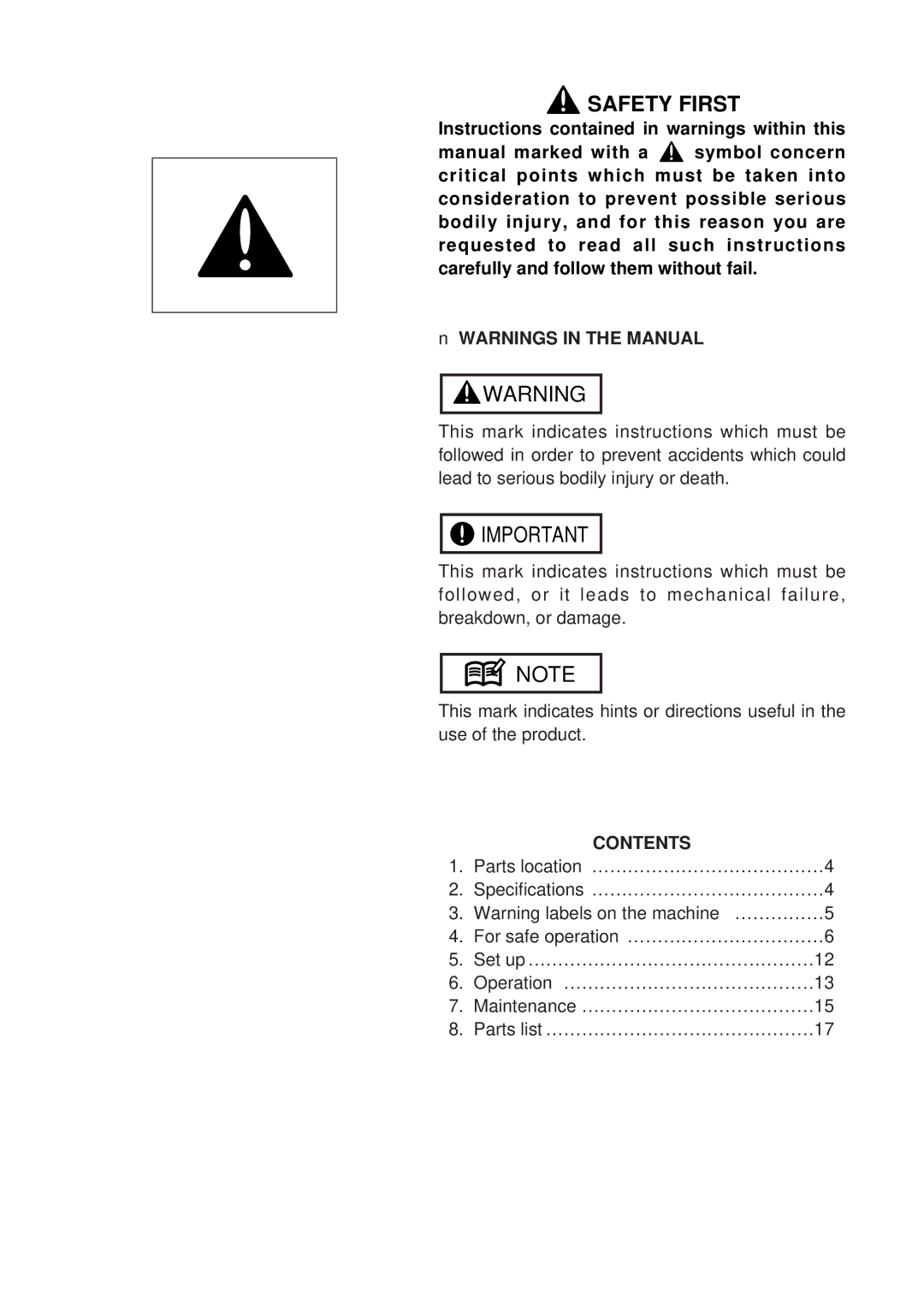 RedMax BCZ2500S/SU, SGCZ2500S, PSZ2500, SGCX2600S manual Safety First, Contents 