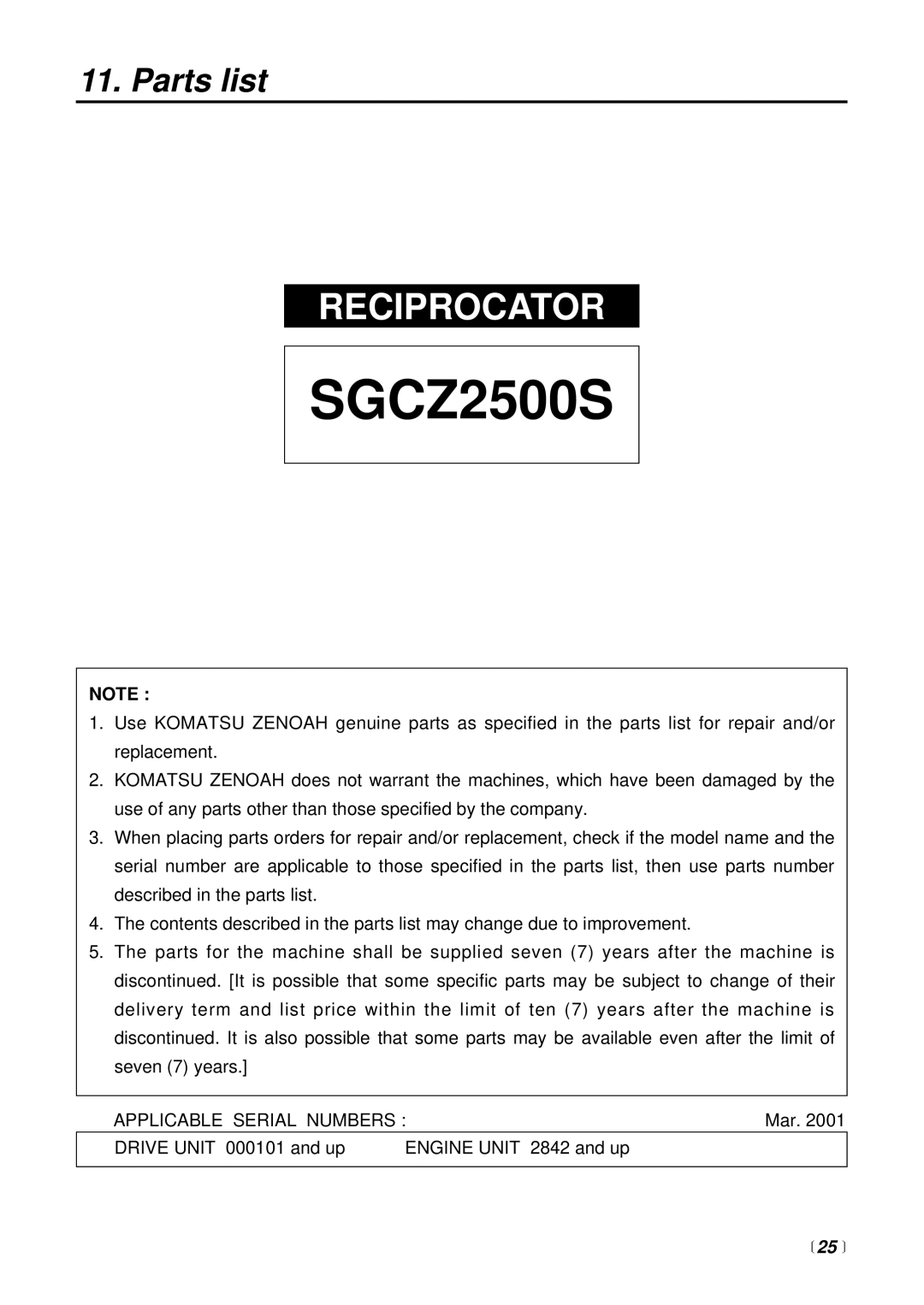 RedMax SGCZ2500S manual Parts list,  25  