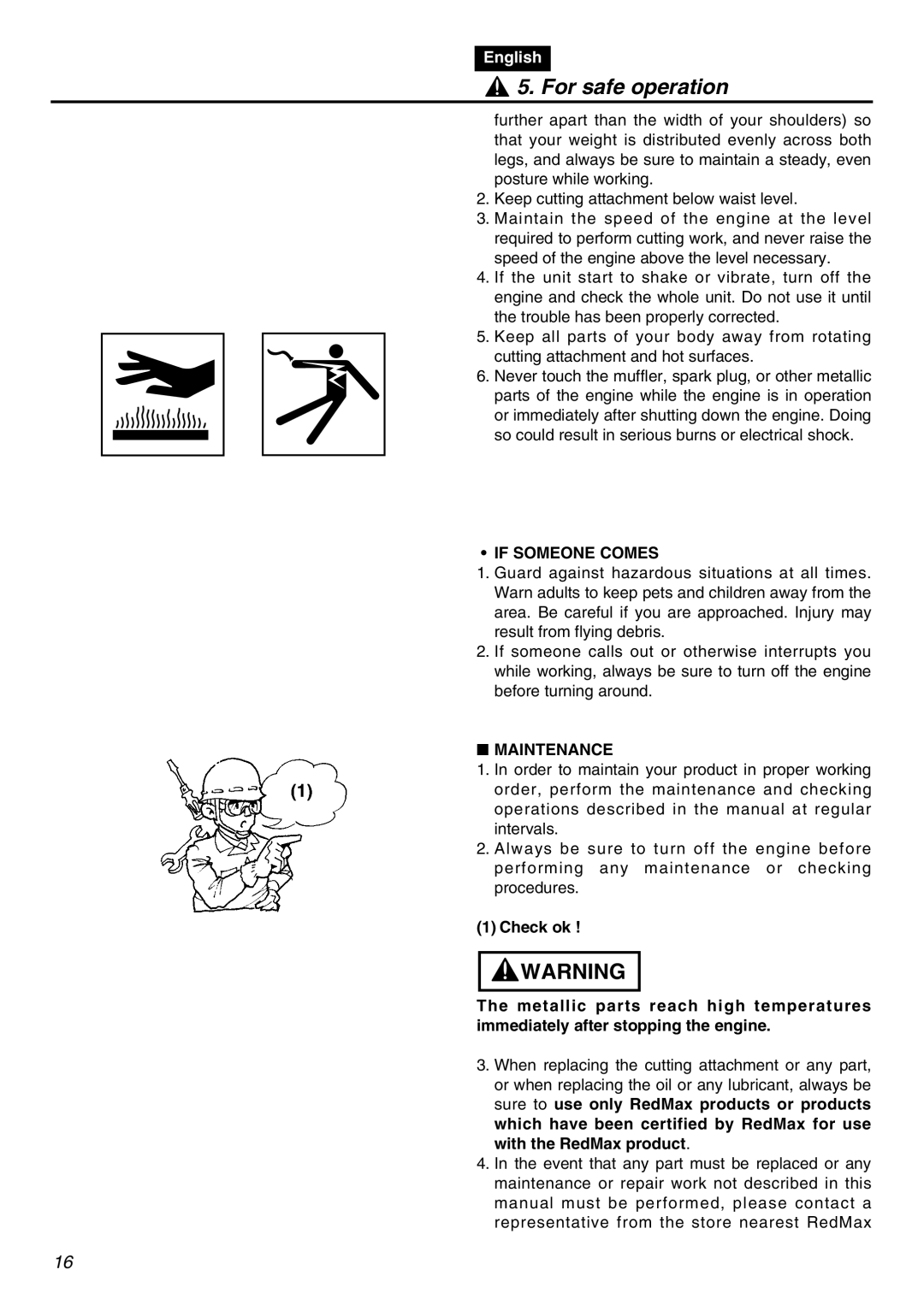 RedMax SRTZ2401F manual If Someone Comes, Maintenance 