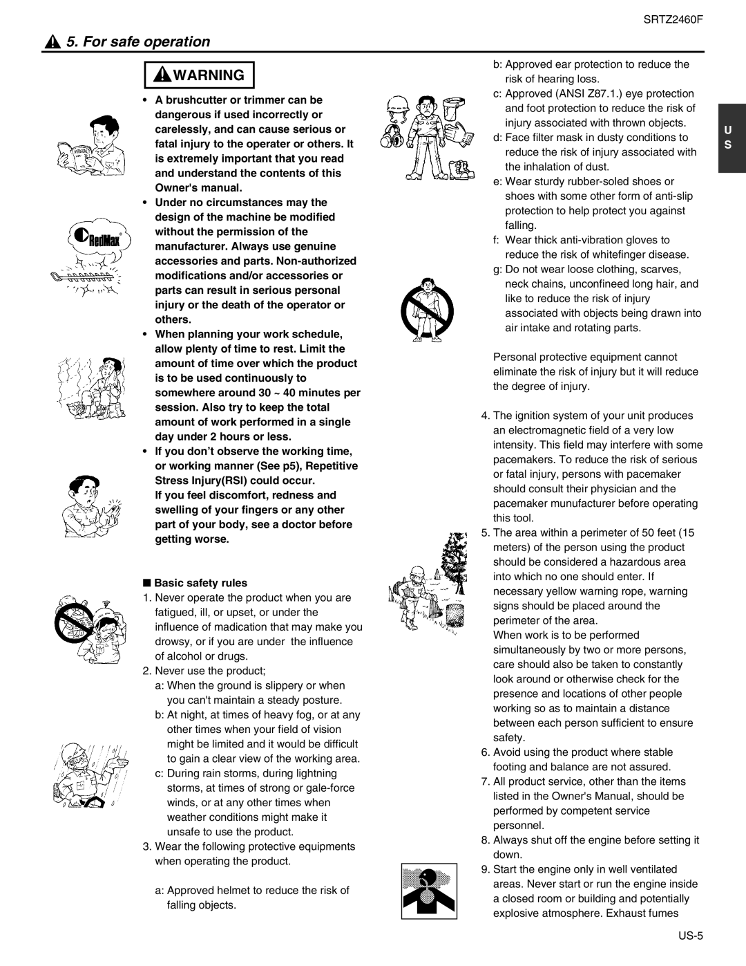 RedMax SRTZ2460F manual For safe operation 