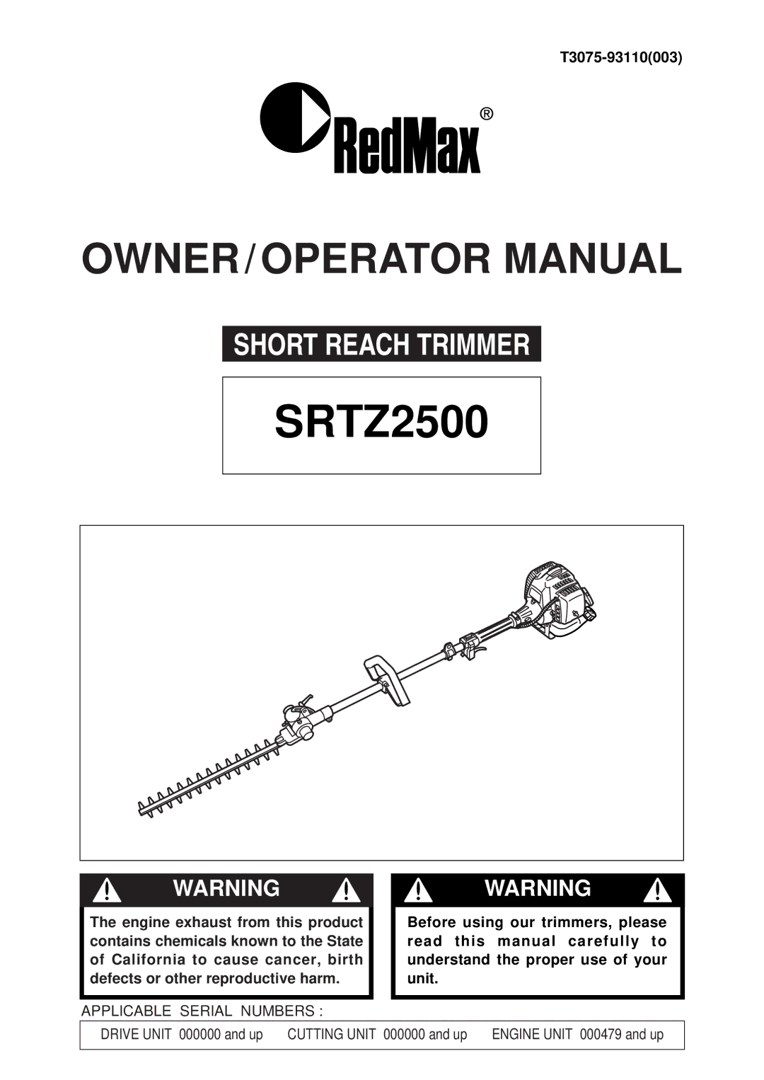 RedMax SRTZ2500 manual 