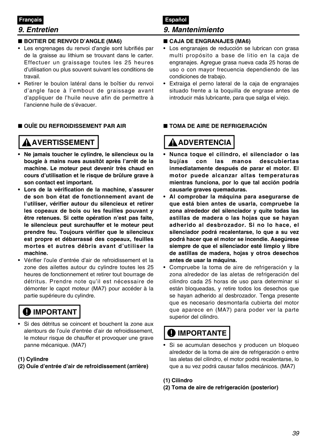 RedMax TR2301S Boitier DE Renvoi D’ANGLE MA6 Caja DE Engranajes MA6, Cilindro Toma de aire de refrigeración posterior 