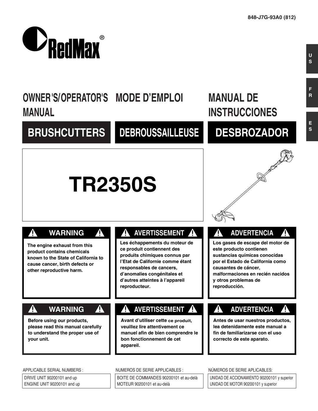 RedMax TR2350S manual 