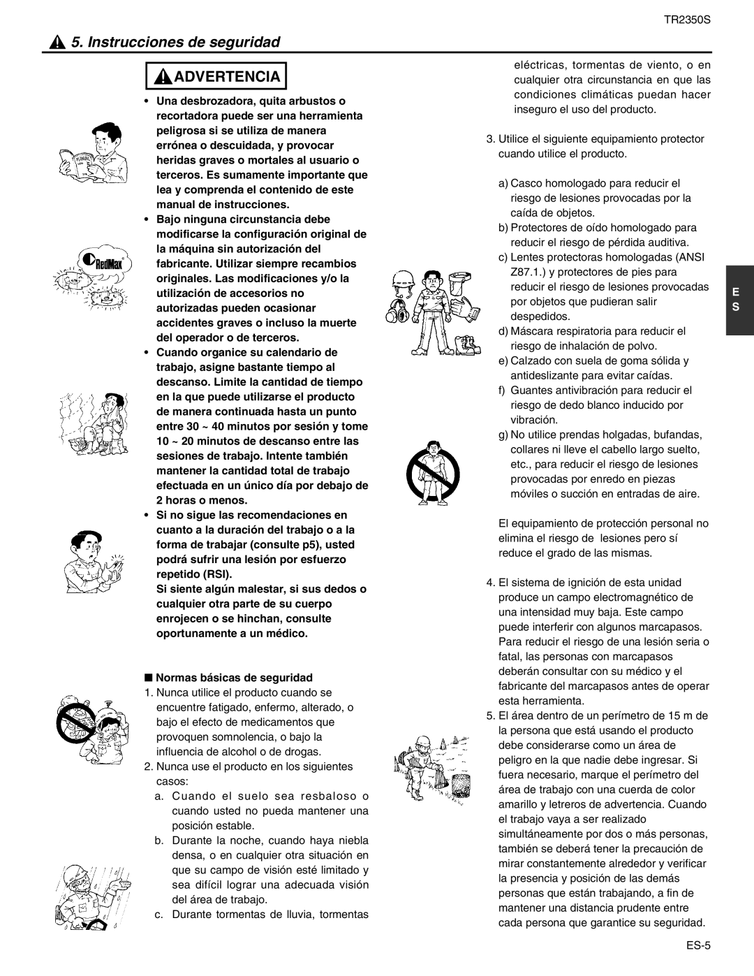 RedMax TR2350S manual Instrucciones de seguridad 