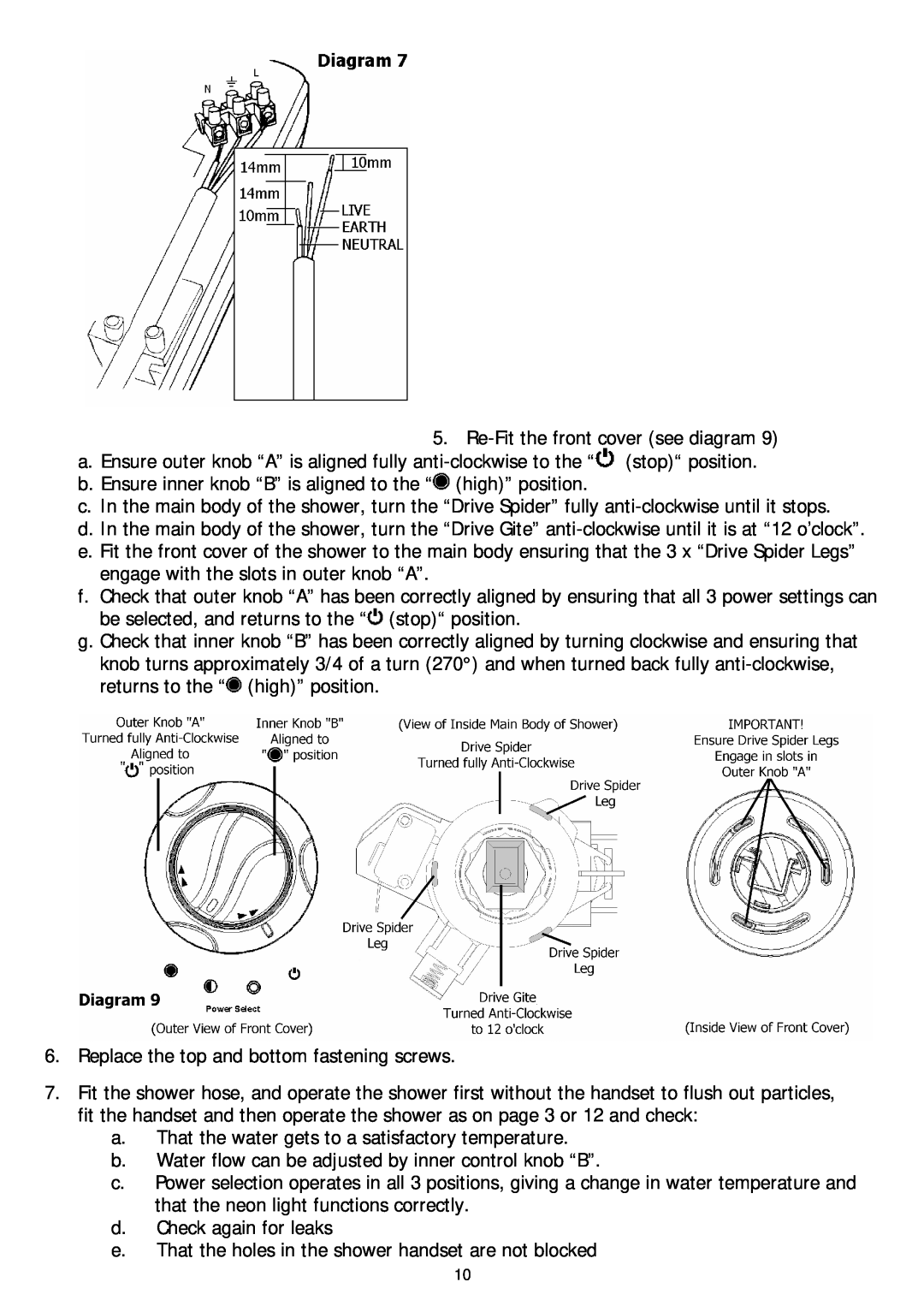 Redring 320S manual Re-Fitthe front cover see diagram 