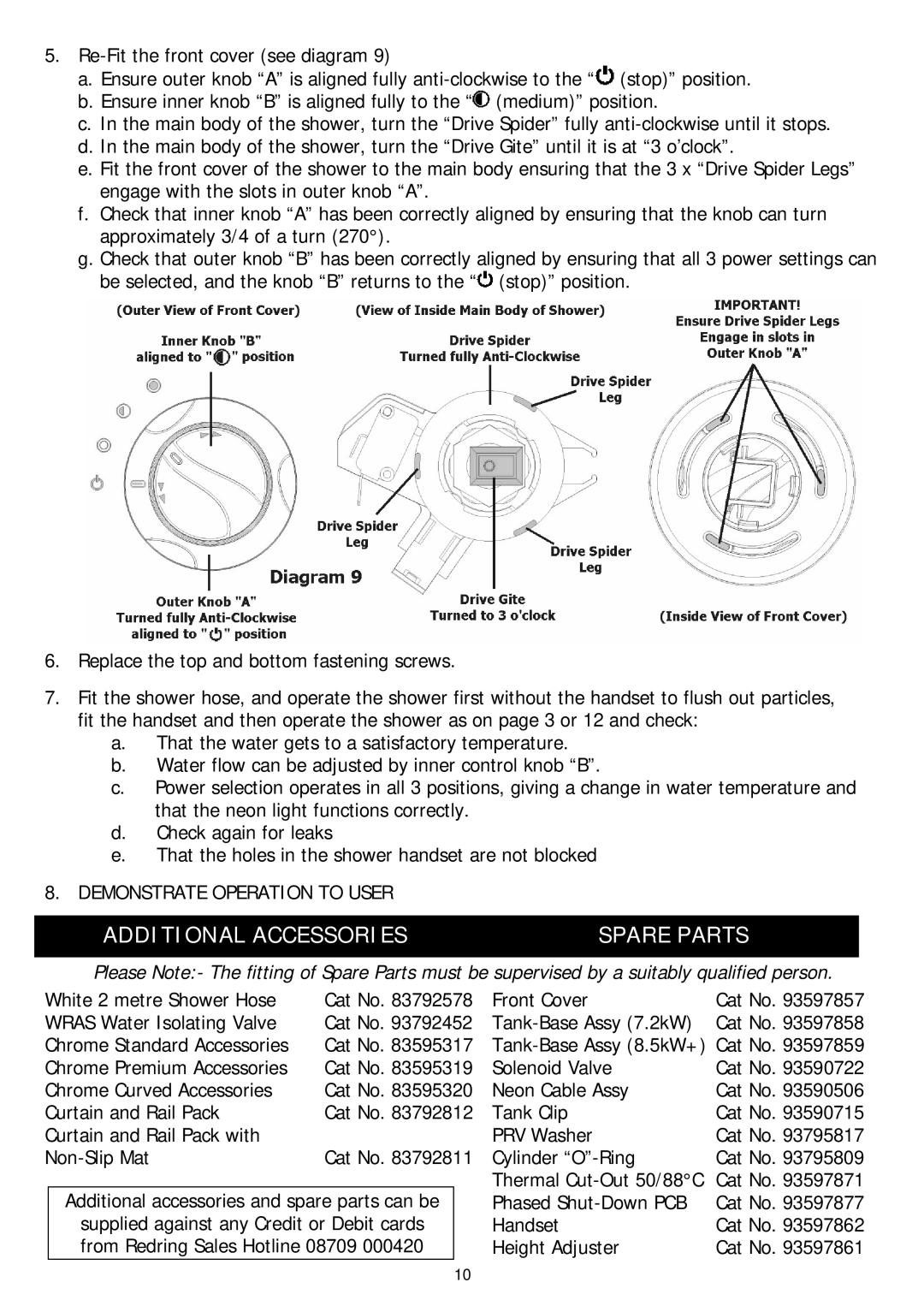 Redring 350S manual Additional Accessories Spare Parts 