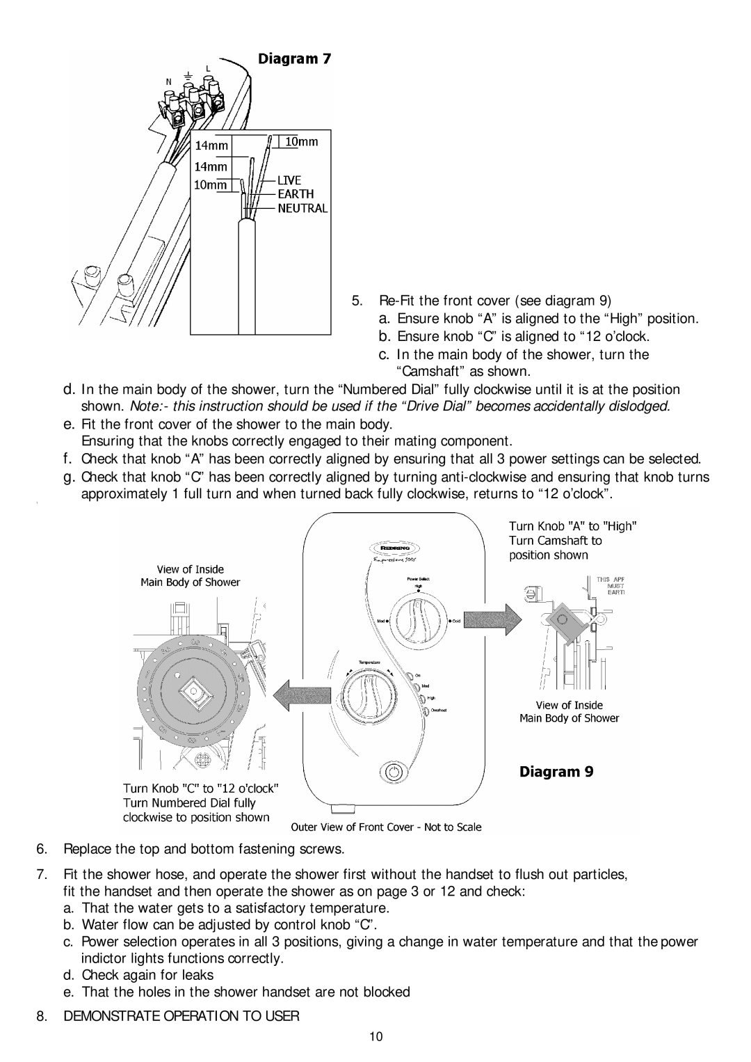 Redring 500S manual Demonstrate Operation to User 