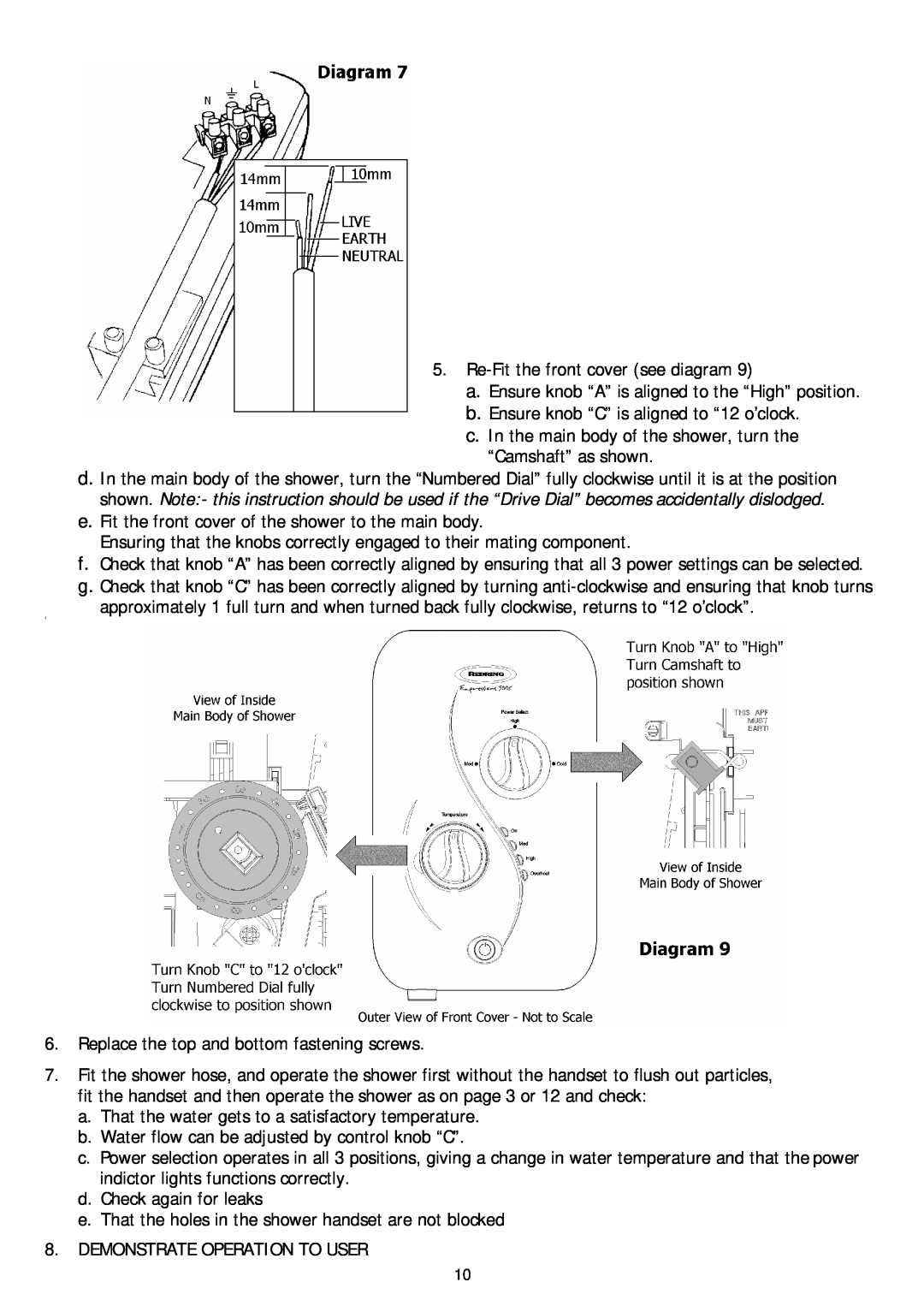 Redring 500S manual Re-Fitthe front cover see diagram 