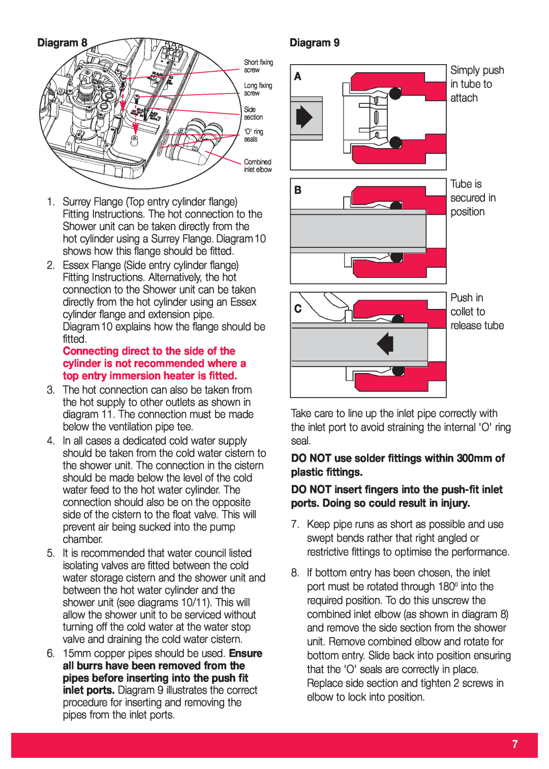 Redring 520M, 520TS installation instructions Diagram, in tube to, attach, Tube is, position, Push in, collet to 