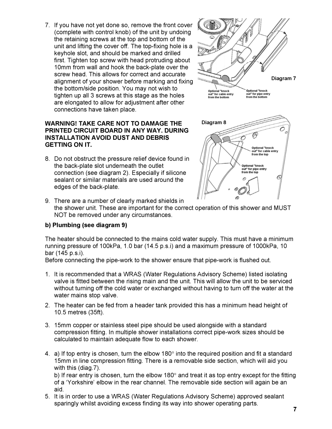 Redring 650 manual Plumbing see diagram 