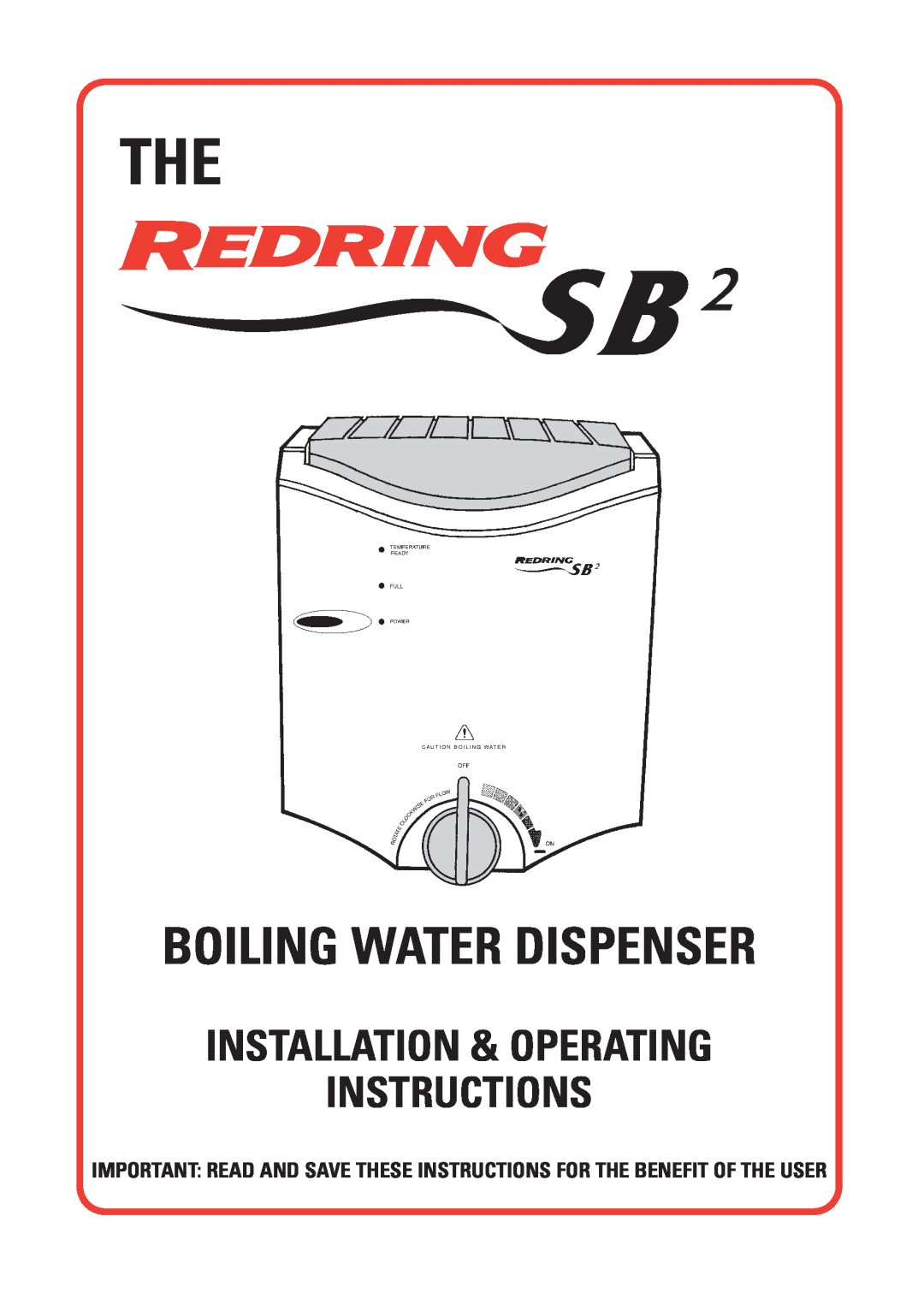 Redring CD-RW901SL operating instructions Boiling Water Dispenser, Installation & Operating Instructions 