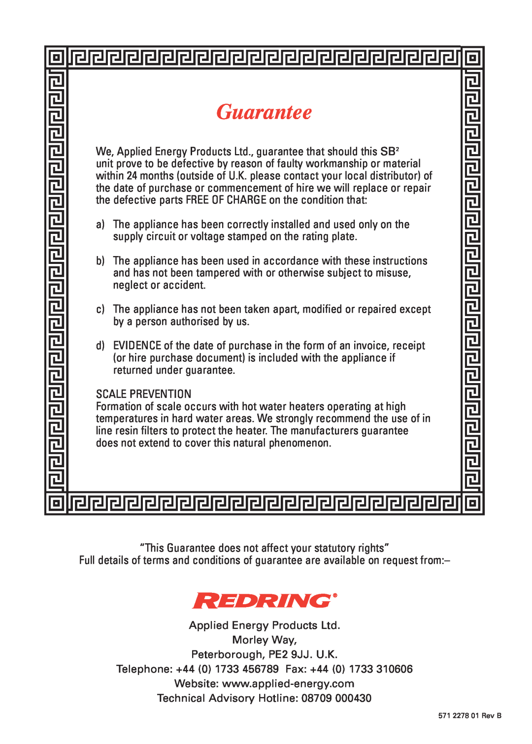 Redring CD-RW901SL operating instructions Guarantee 