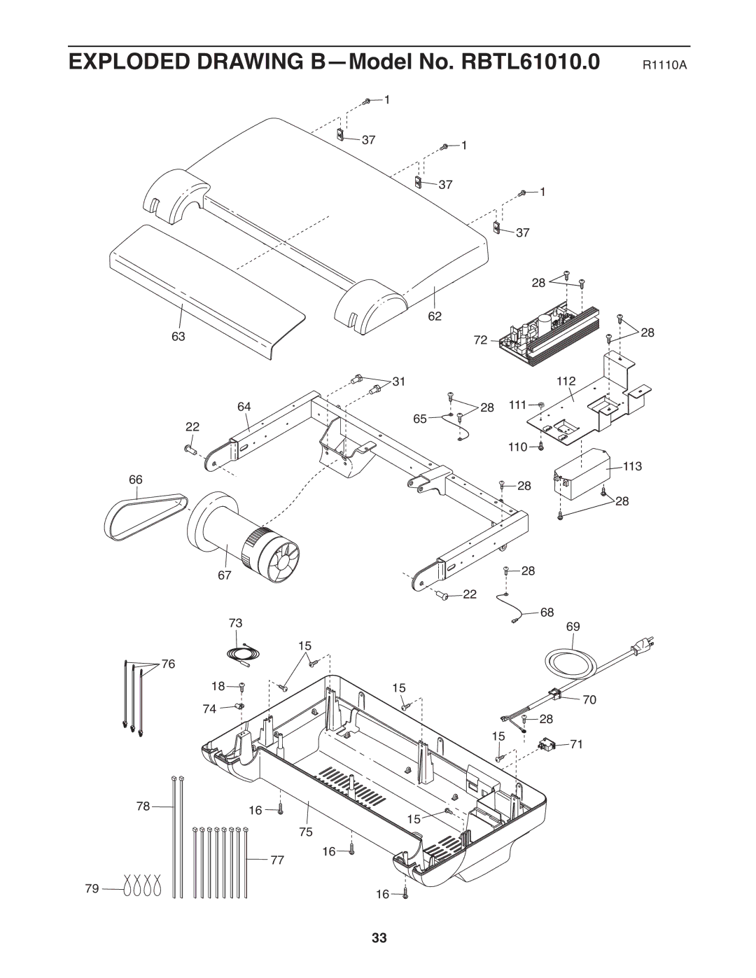 Reebok 5 manual Exploded Drawing B-Model No. RBTL61010.0 R1110A 