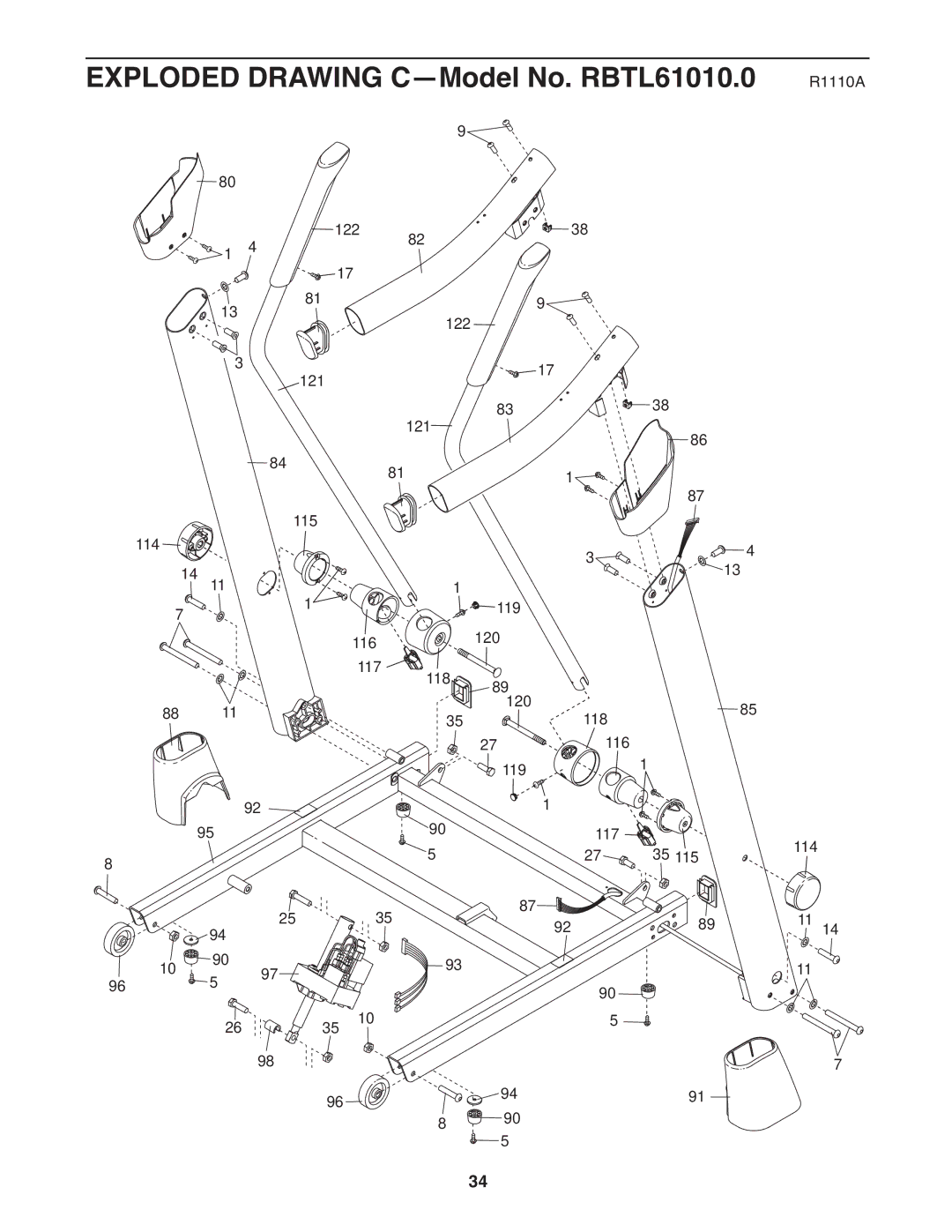 Reebok 5 manual Exploded Drawing C-Model No. RBTL61010.0 