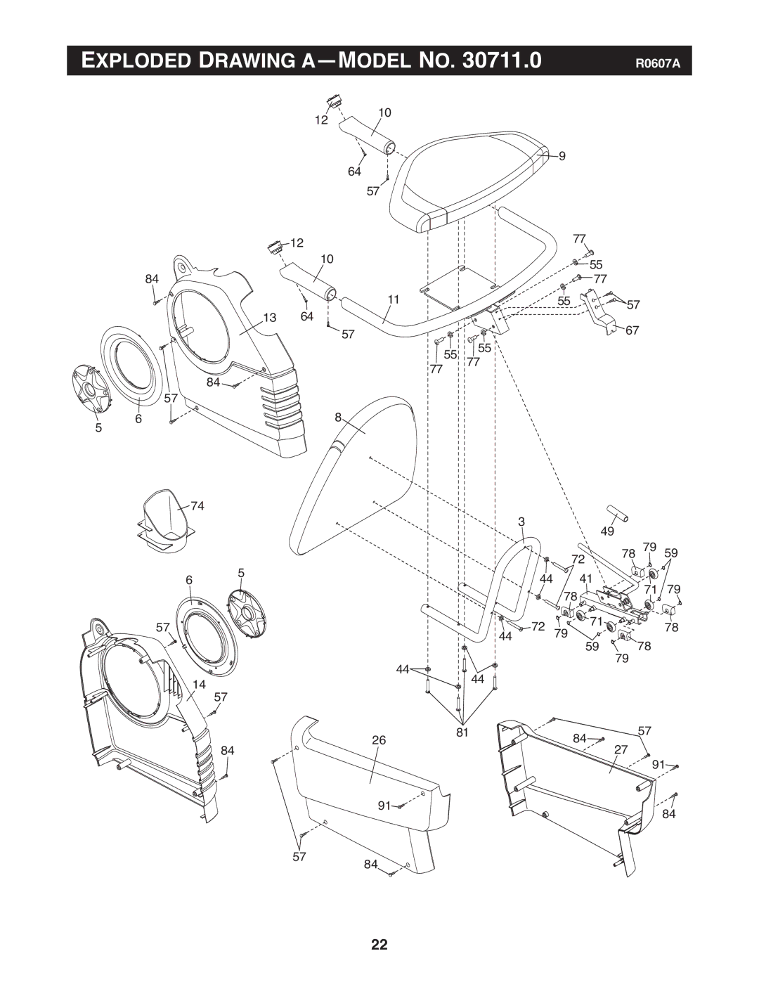 Reebok Fitness 30711.0 manual Exploded Drawing A-MODEL no 