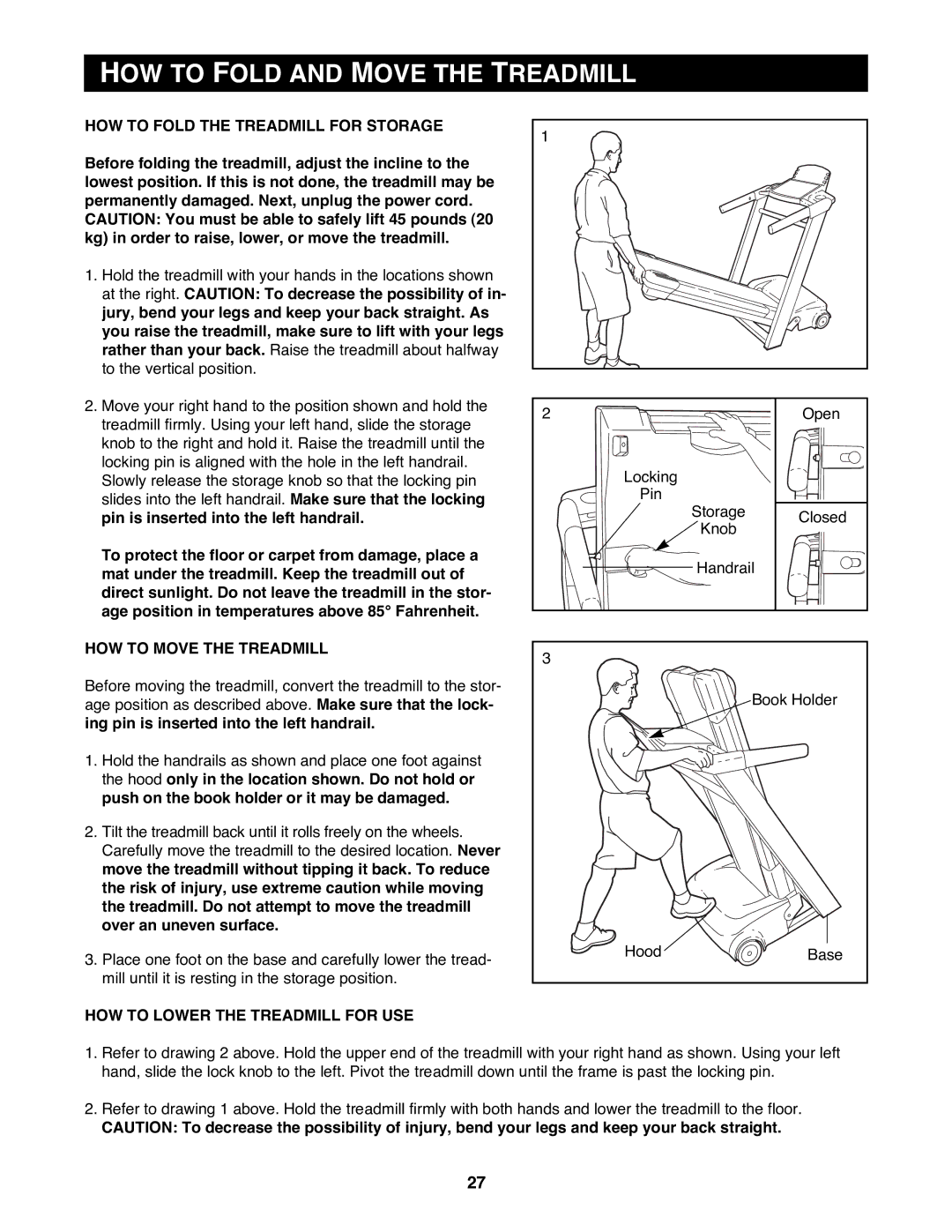 Reebok Fitness ACD 4 HOW to Fold and Move the Treadmill, HOW to Fold the Treadmill for Storage, HOW to Move the Treadmill 