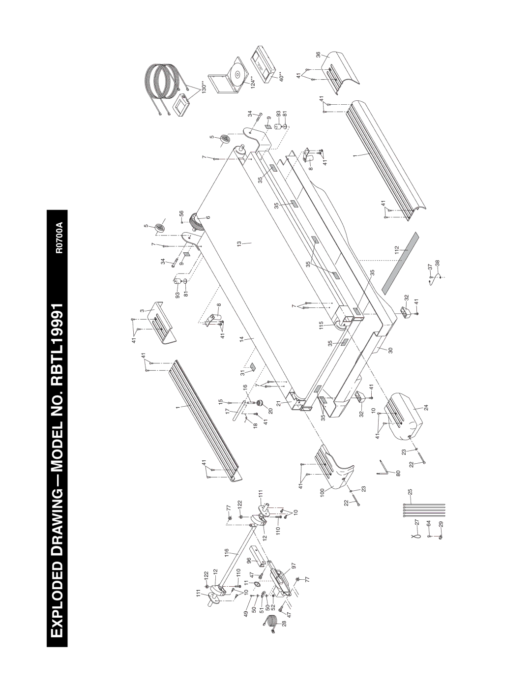 Reebok Fitness ACD 4 manual Exploded Drawingñmodel NO. RBTL19991 