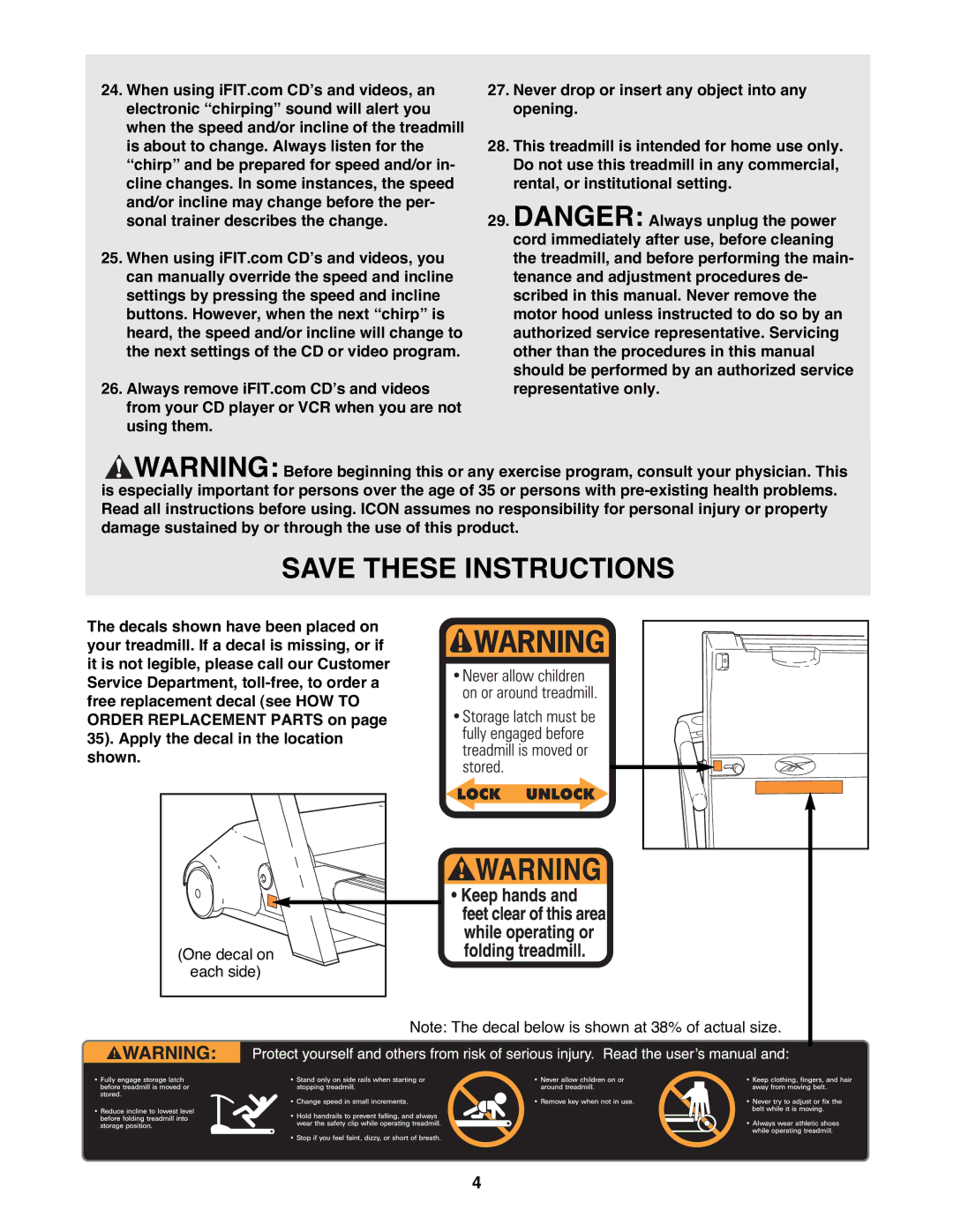 Reebok Fitness ACD 4 manual One decal on 