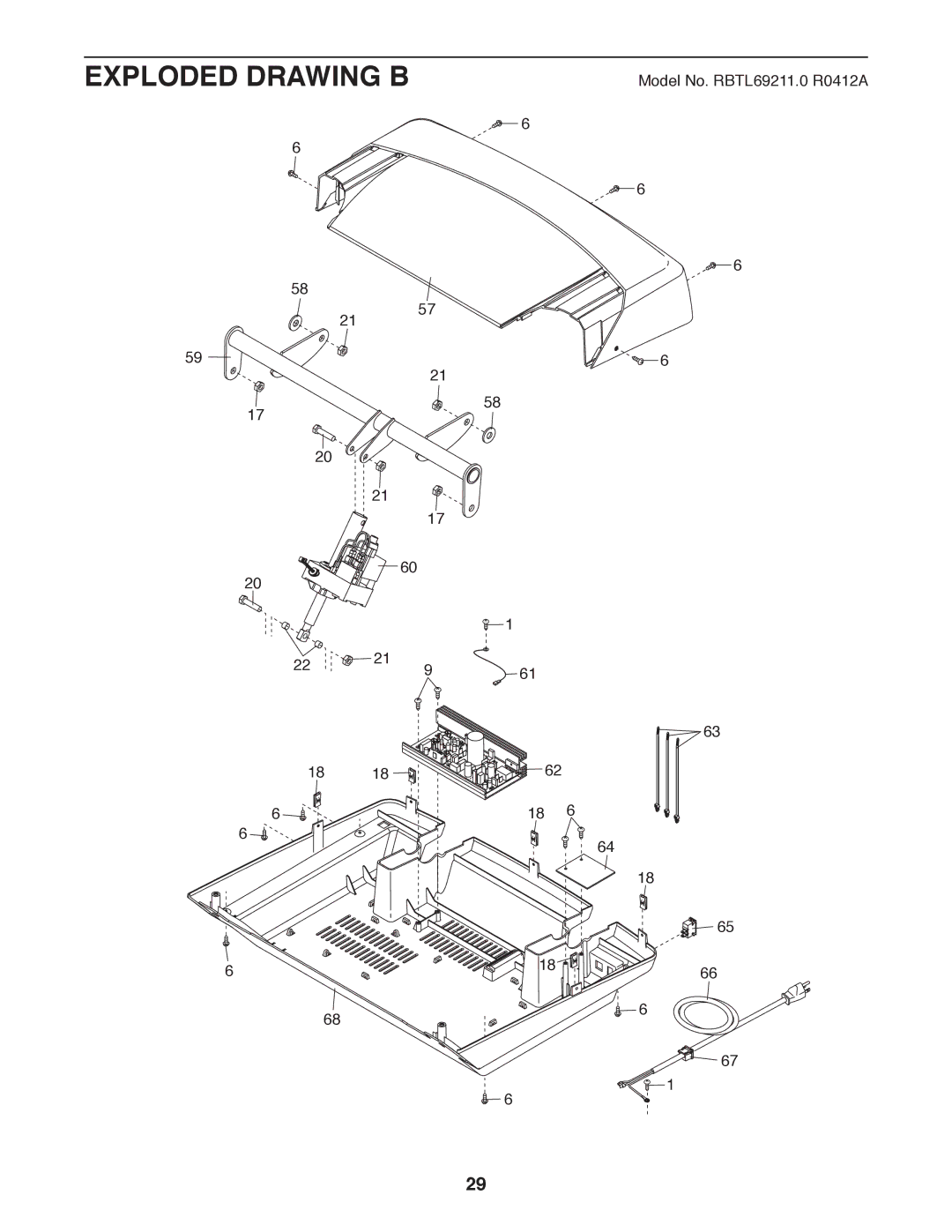 Reebok Fitness R T 6.0 manual Exploded Drawing B 