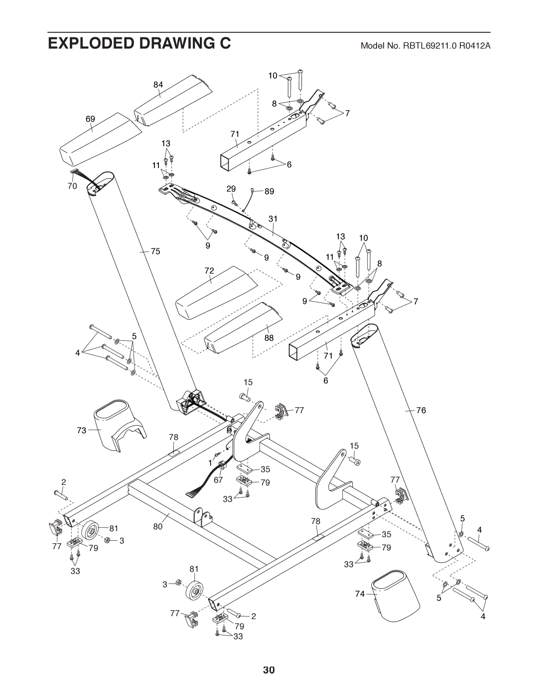 Reebok Fitness R T 6.0 manual Exploded Drawing C 