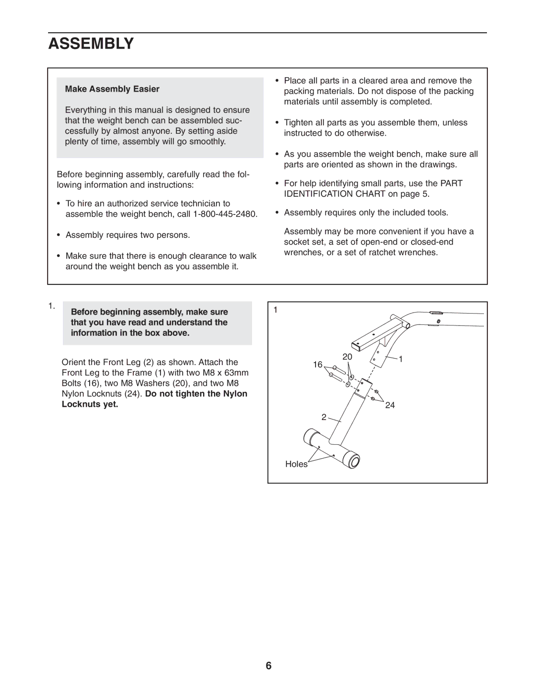 Reebok Fitness RBBE0787.0 manual Make Assembly Easier, Locknuts yet 