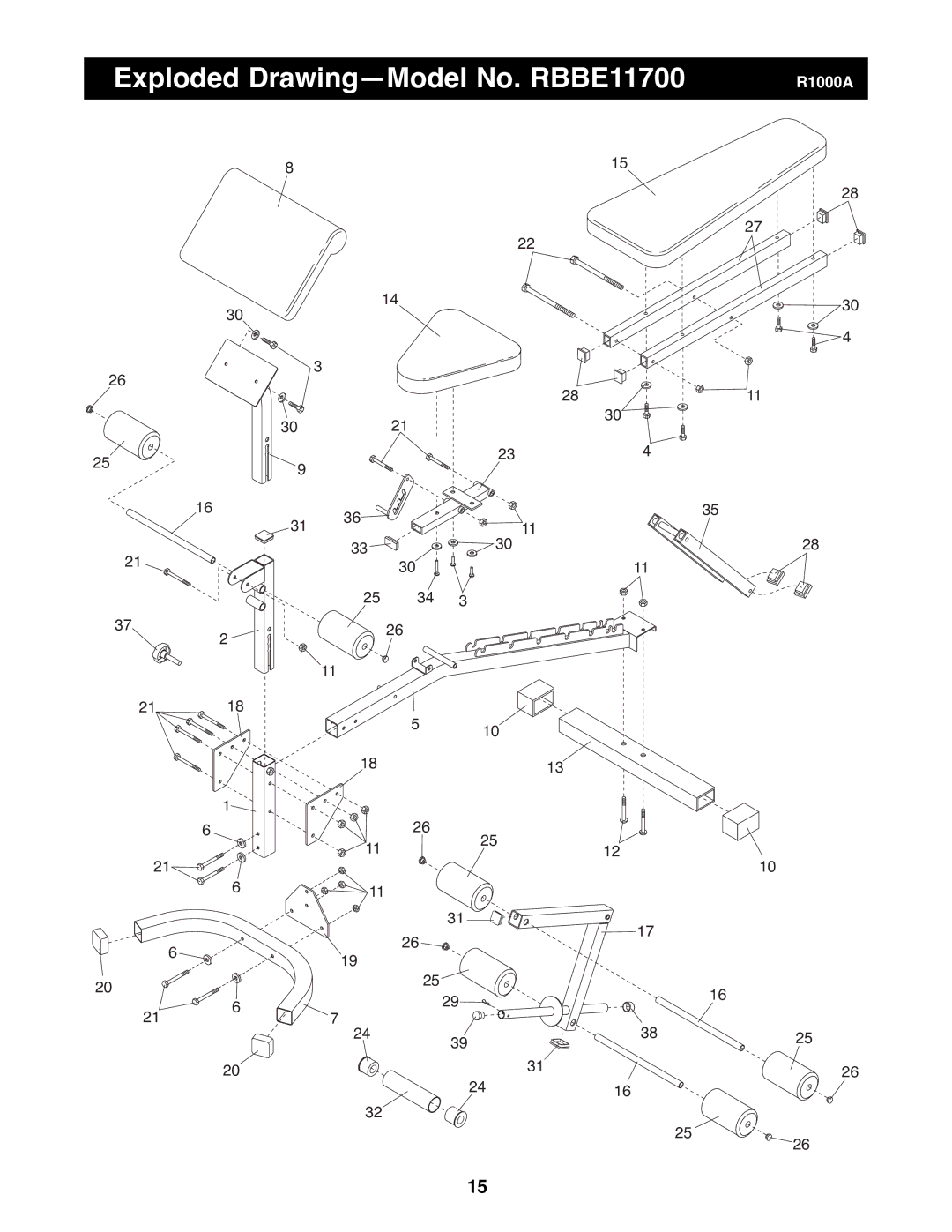 Reebok Fitness manual Exploded DrawingÑModel No. RBBE11700 