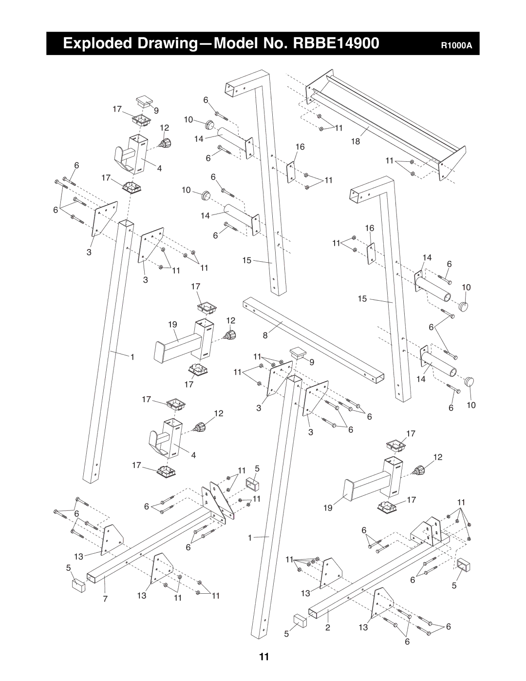 Reebok Fitness manual Exploded DrawingÑModel No. RBBE14900 