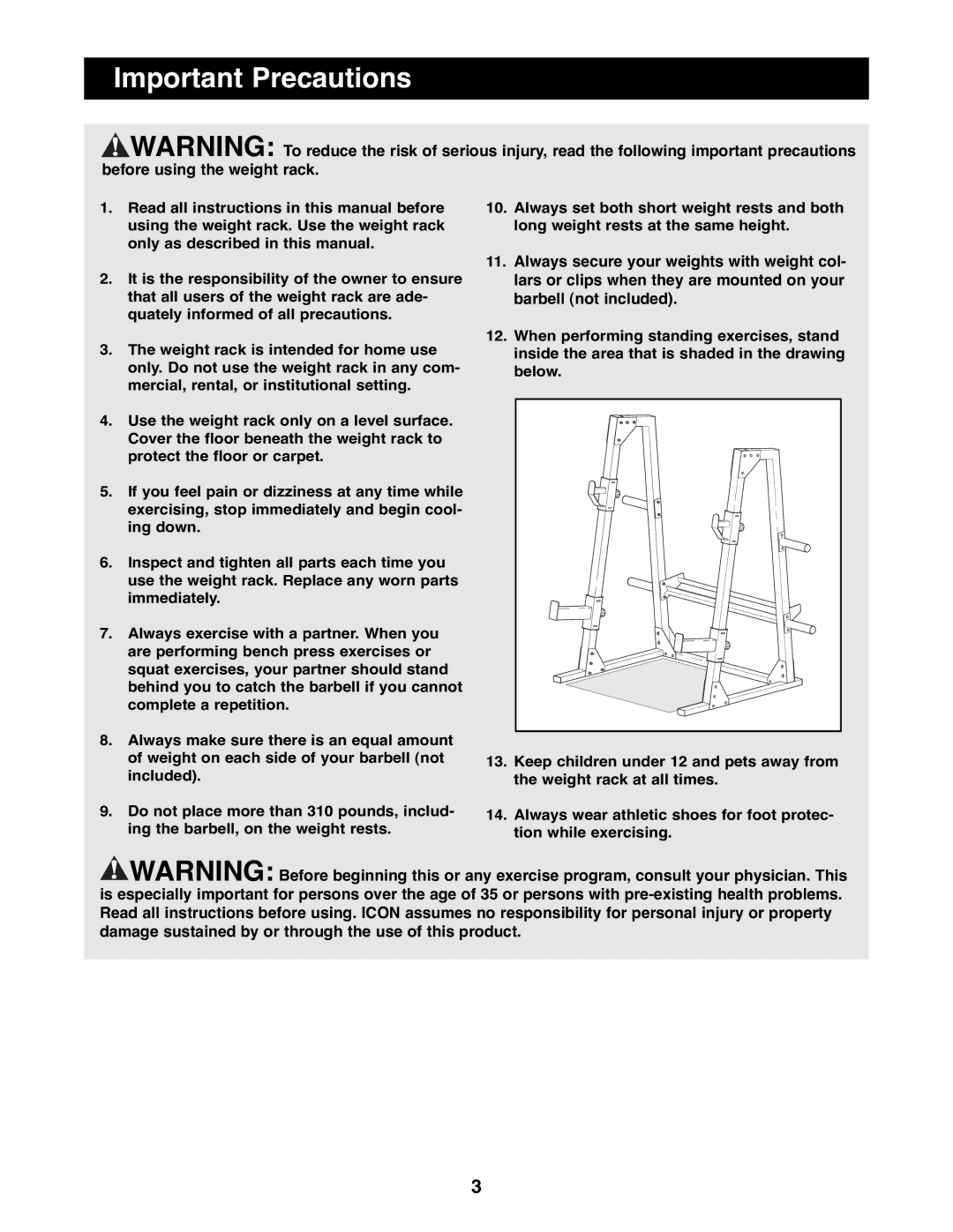 Reebok Fitness RBBE14900 manual Important Precautions 