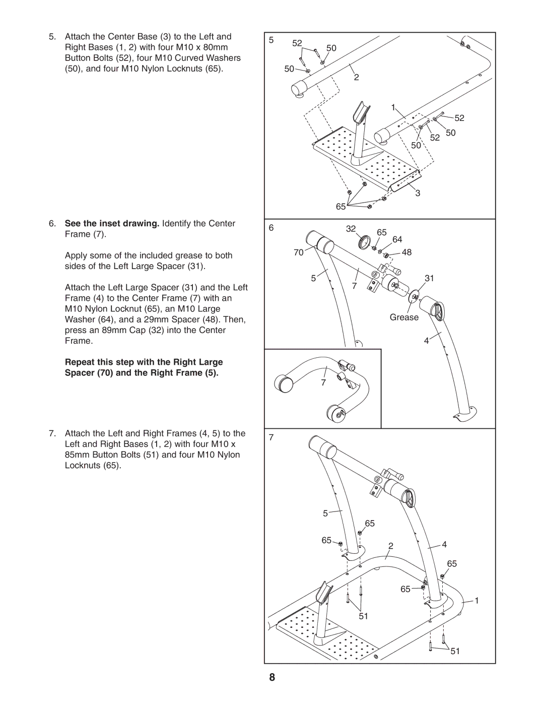 Reebok Fitness RBBE1996.1 manual See the inset drawing. Identify the Center Frame 